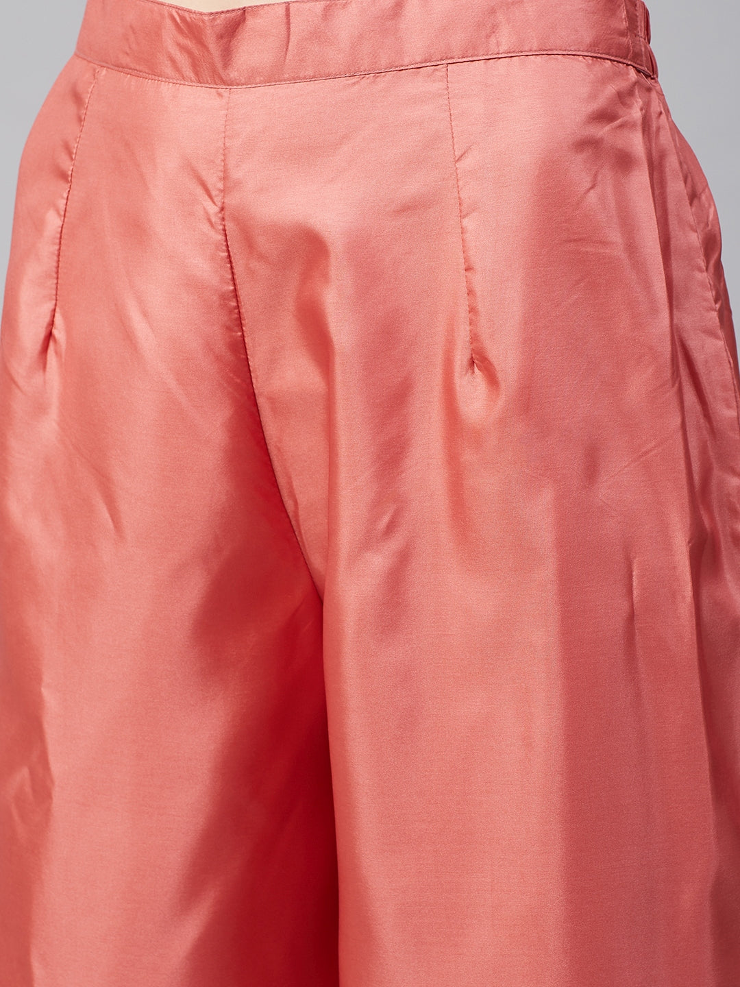 Women's Peach Gotta Patti Lace Details Kurta With Palazzos - Bhama Couture