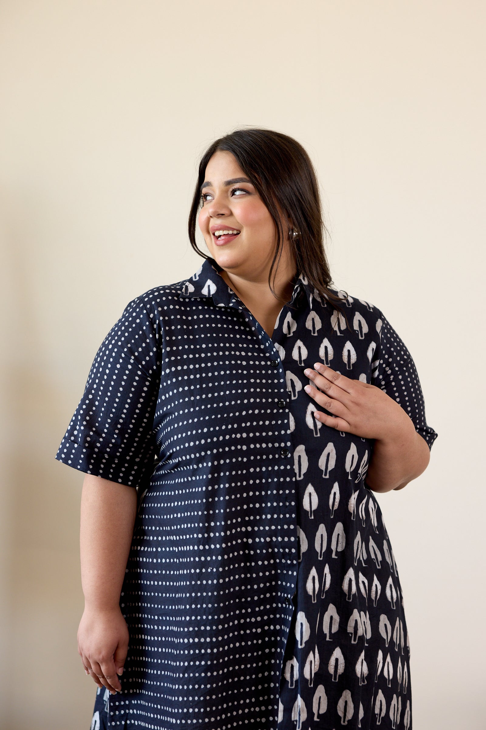 Women's Black Printed Shirt Tunic - Nangalia Ruchira