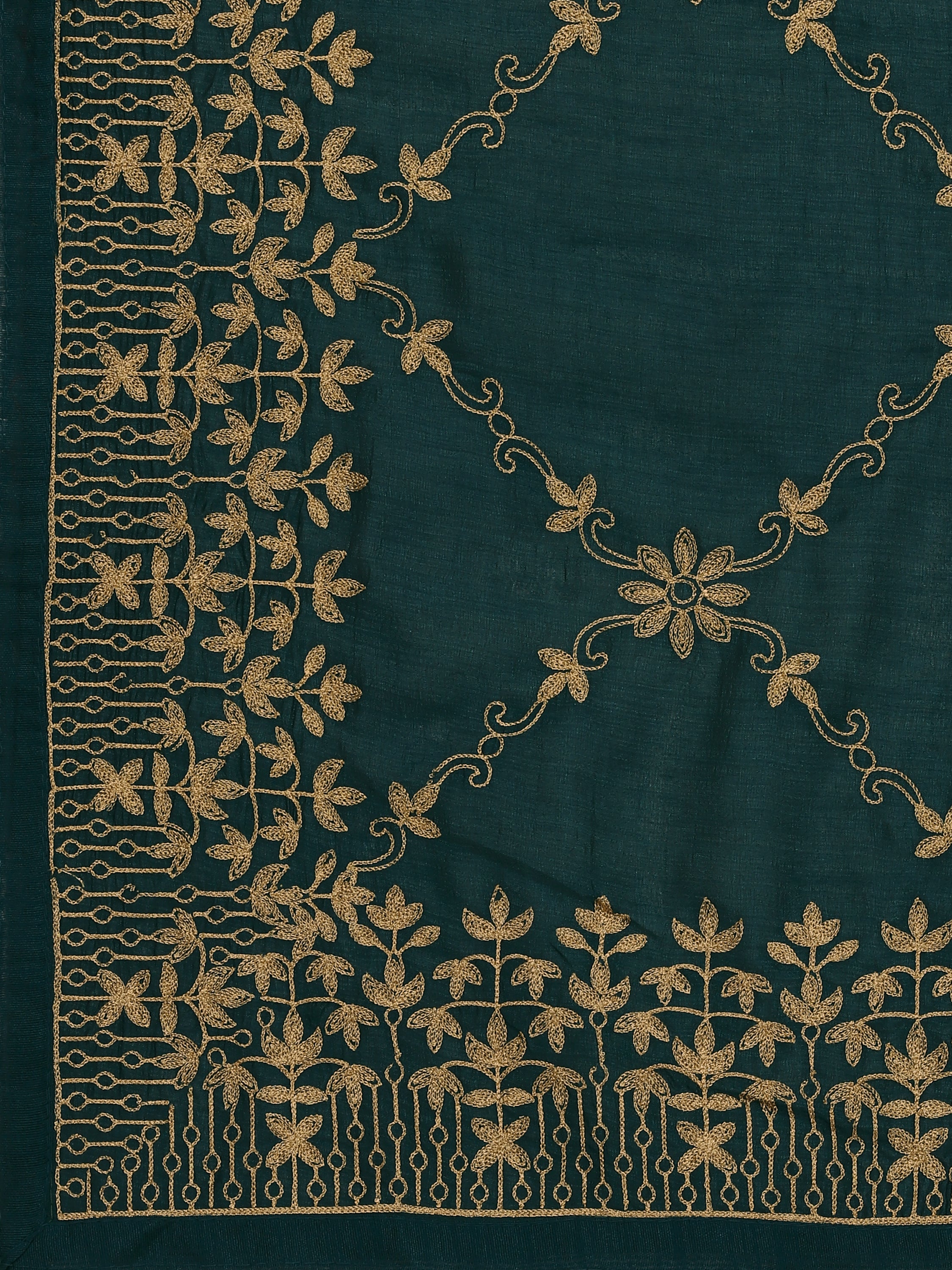 Women's Silk Blend Sari Having Ahir Embroider Detailed Pallu With Blouse Piece (Blue) - NIMIDHYA