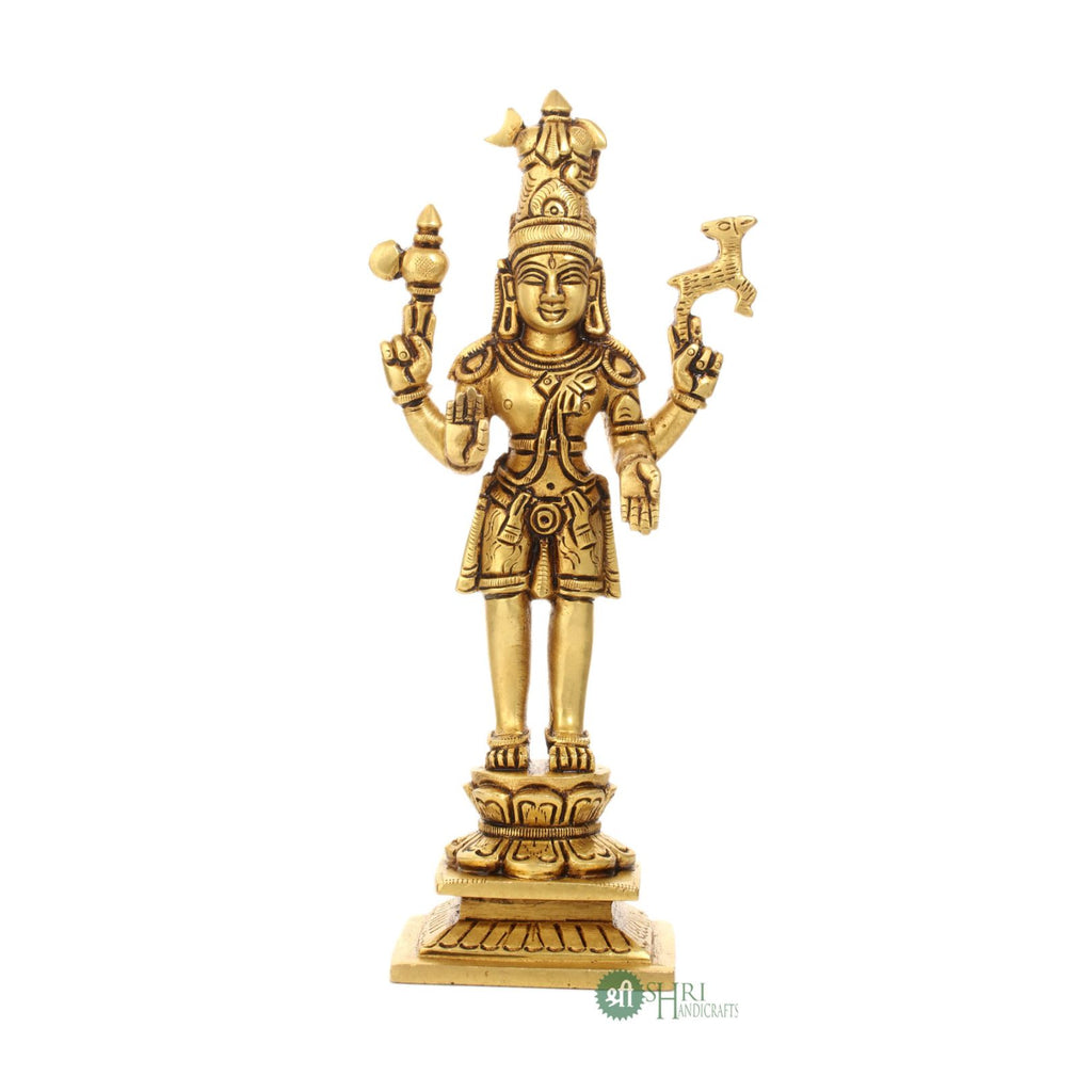 Brass Lord Shiva Standing Statue on Base – 8 Inch