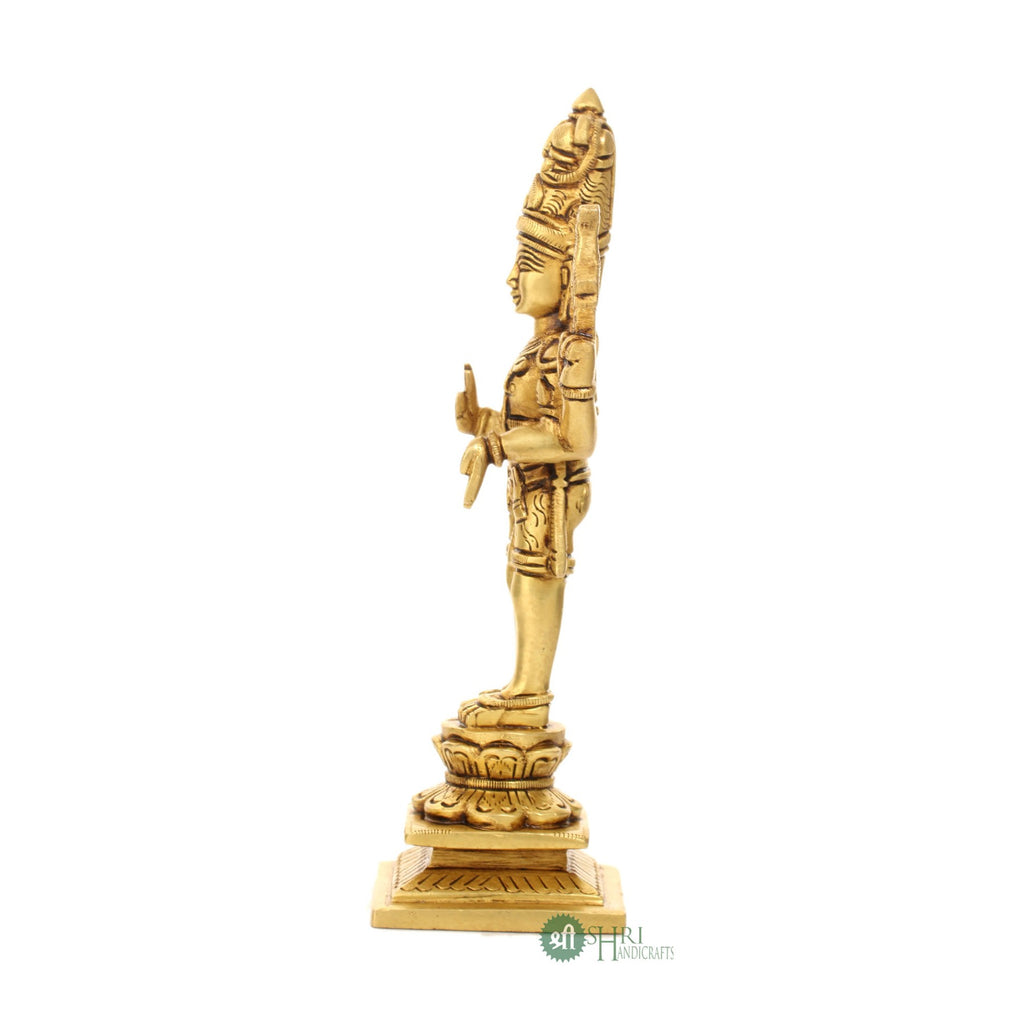 Brass Lord Shiva Standing Statue on Base – 8 Inch