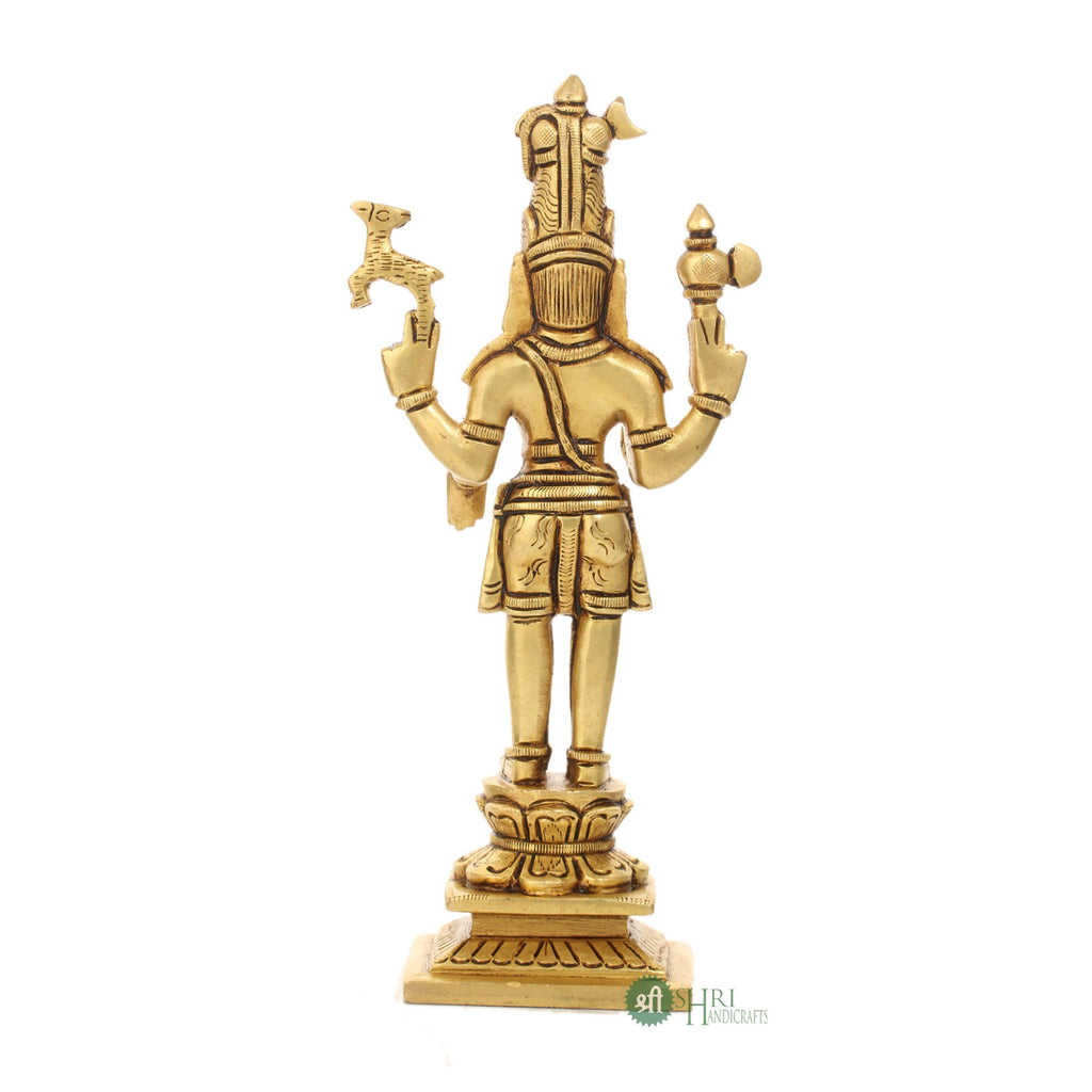Brass Lord Shiva Standing Statue on Base – 8 Inch