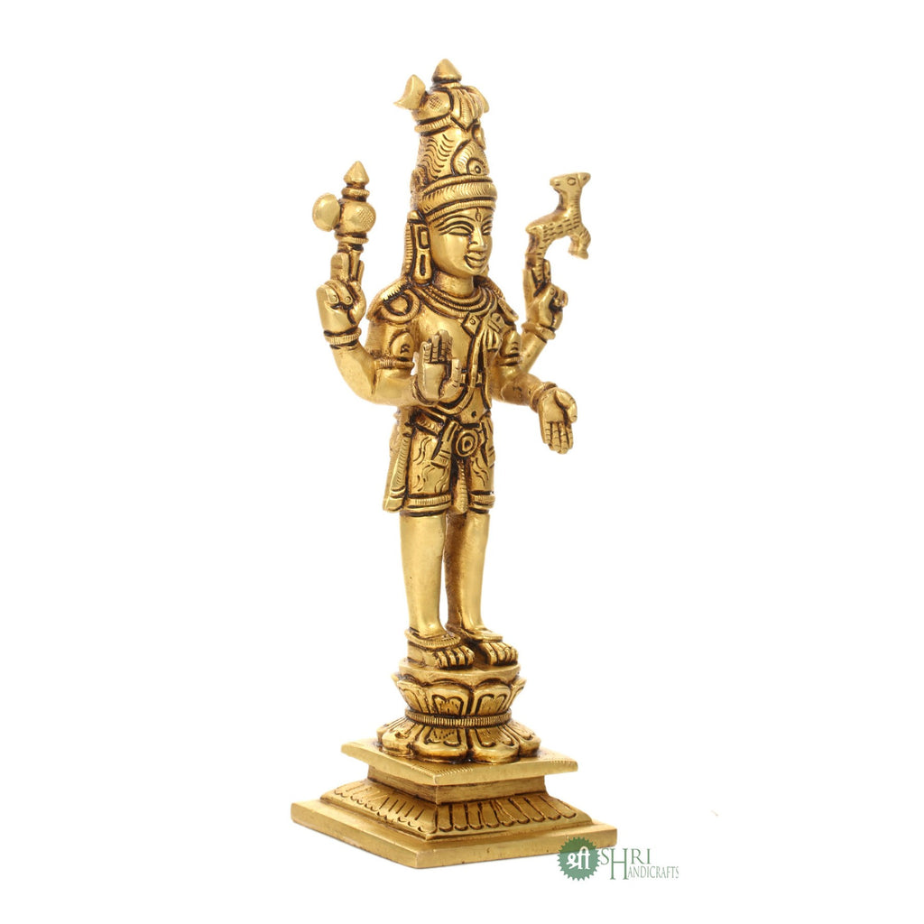 Brass Lord Shiva Standing Statue on Base – 8 Inch