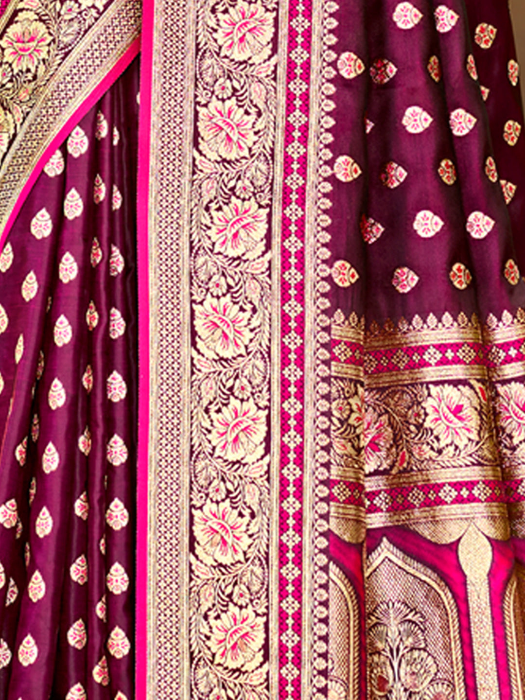 Women's Pink Satin Silk Woven Work Traditional Tassels Saree - Sangam Prints