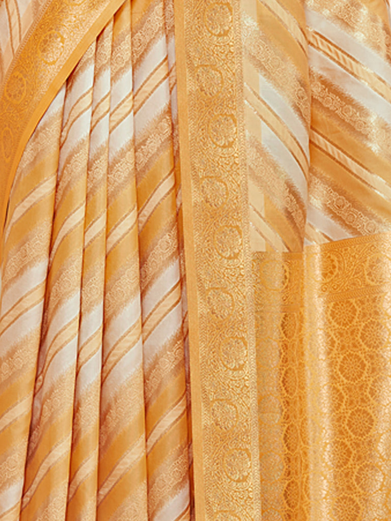 Women's Mustard Cotton Thread Work Traditional Tassels Saree