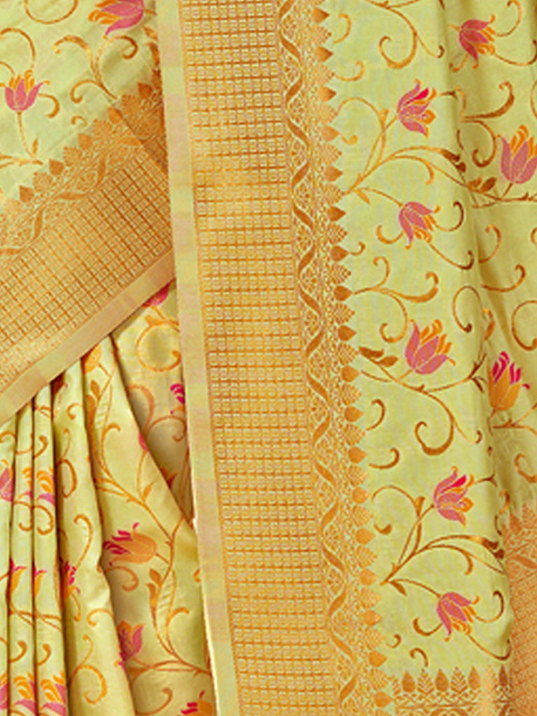 Women's Light Green Banarasi Silk Woven Work Traditional Tassels Saree