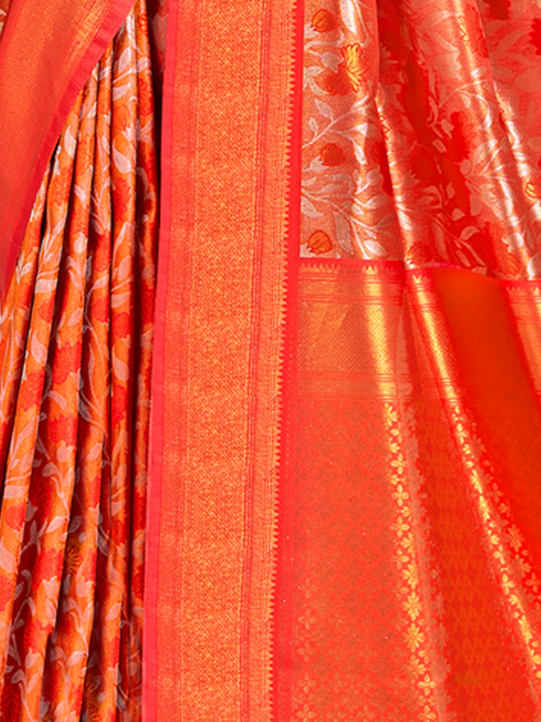 Women's Red Kanjivaram Silk Woven Work Traditional Tassels Saree - Sangam Prints