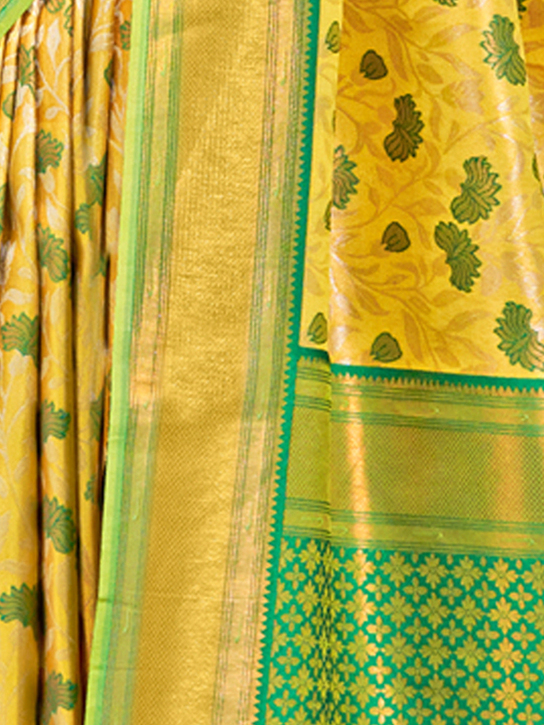 Women's Yellow Kanjivaram Silk Woven Work Traditional Tassels Saree - Sangam Prints