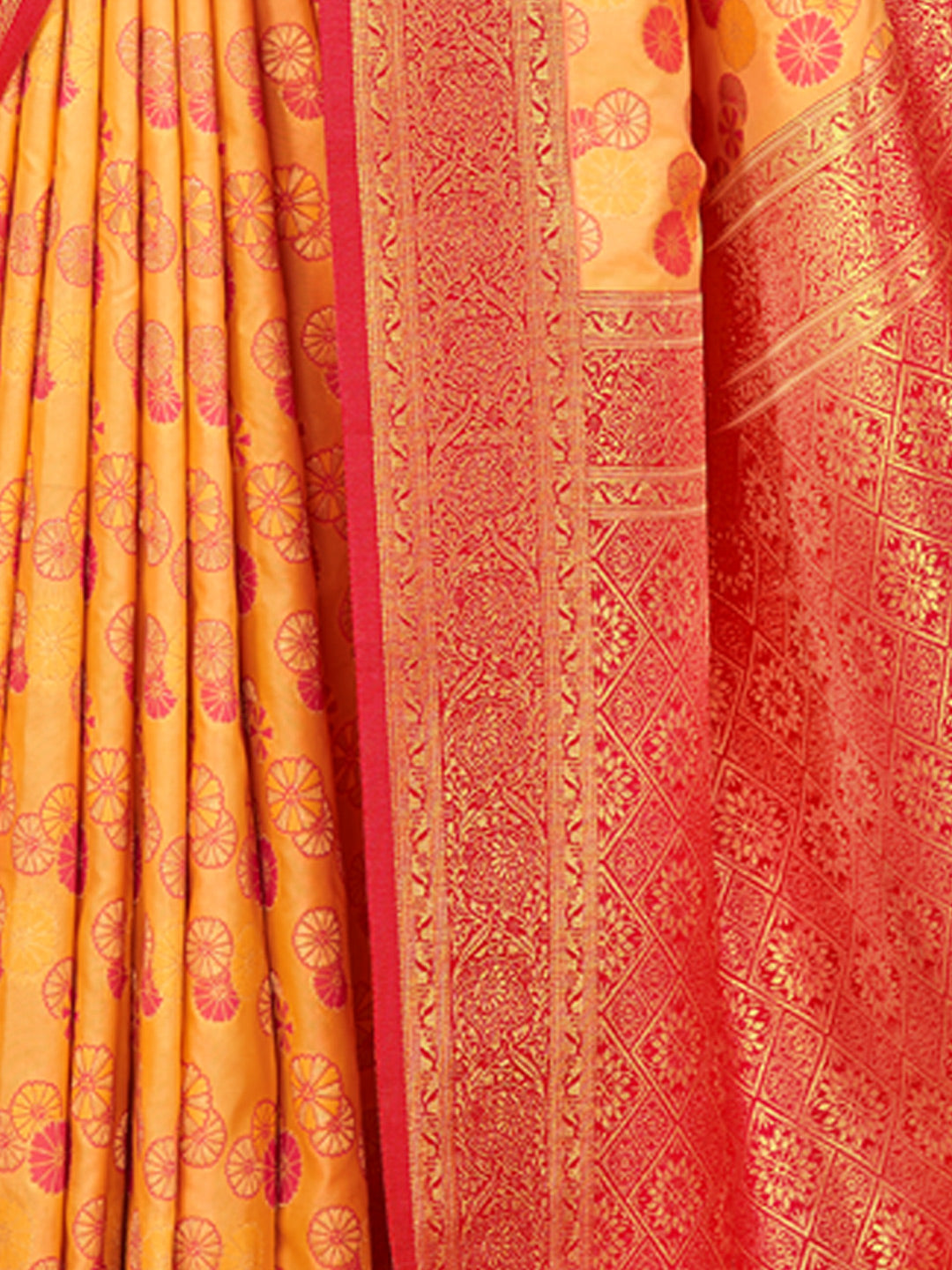 Women's Mustard Paithani Silk Woven Zari Work Traditional Tassels Saree - Sangam Prints