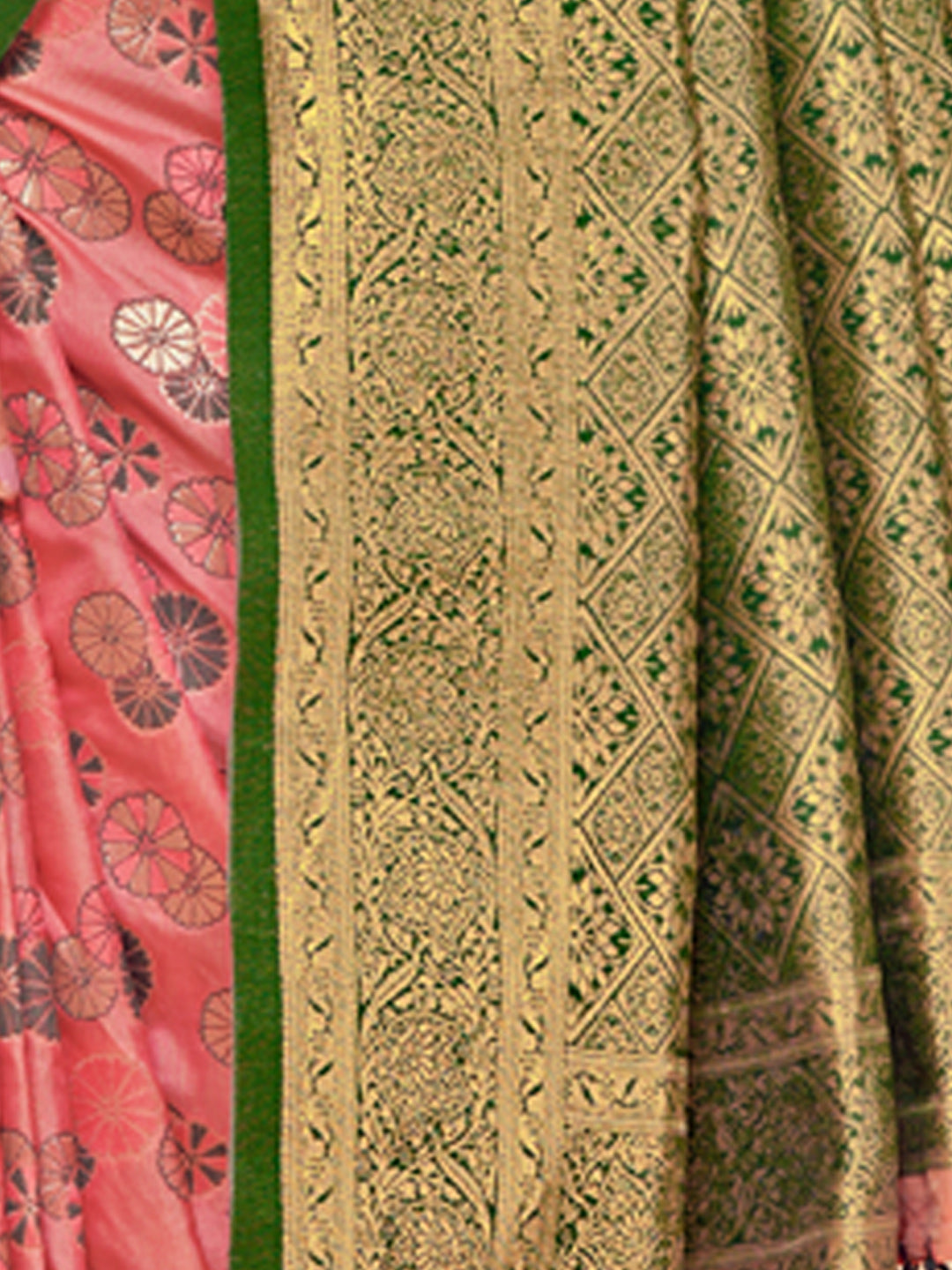 Women's Peach Paithani Silk Woven Zari Work Traditional Tassels Saree - Sangam Prints