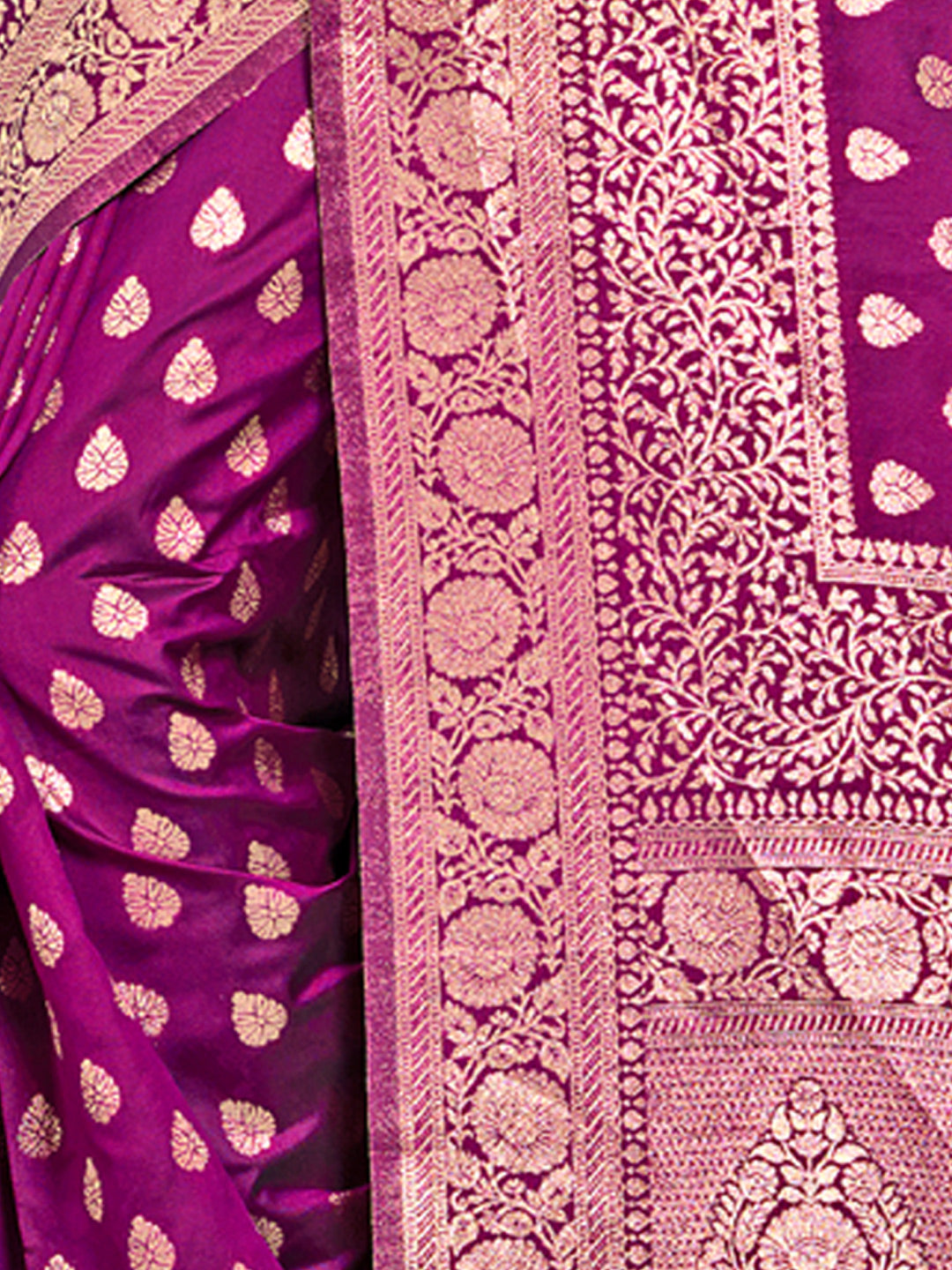 Women's Wine Silk Woven Work Traditional Tassels Saree - Sangam Prints