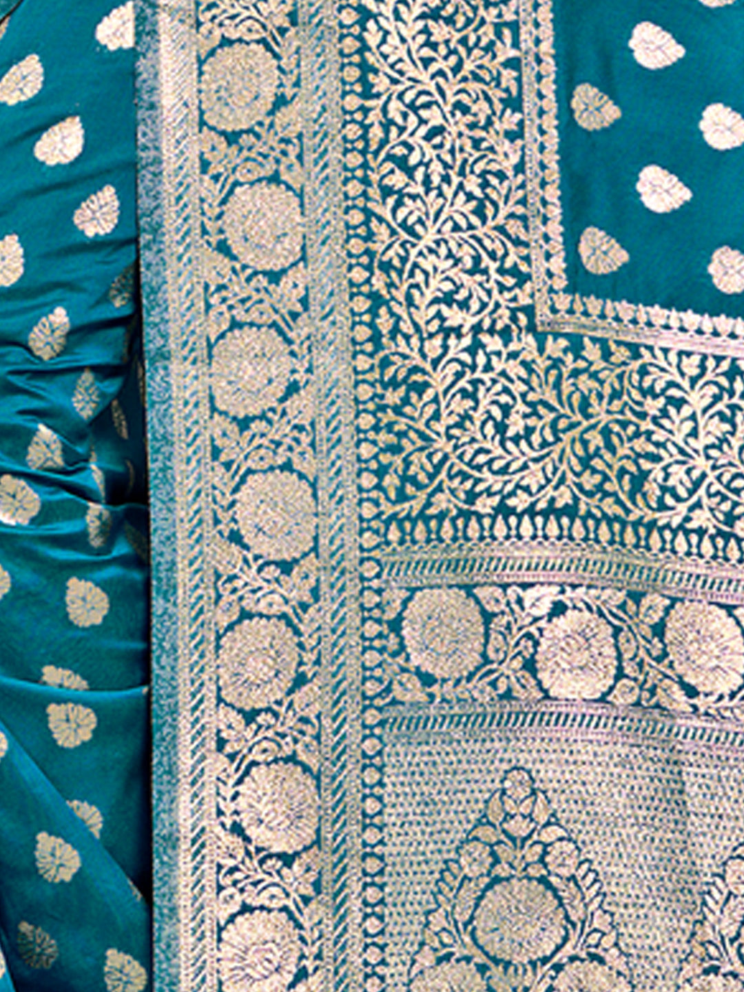Women's Sea Green Silk Woven Work Traditional Tassels Saree - Sangam Prints