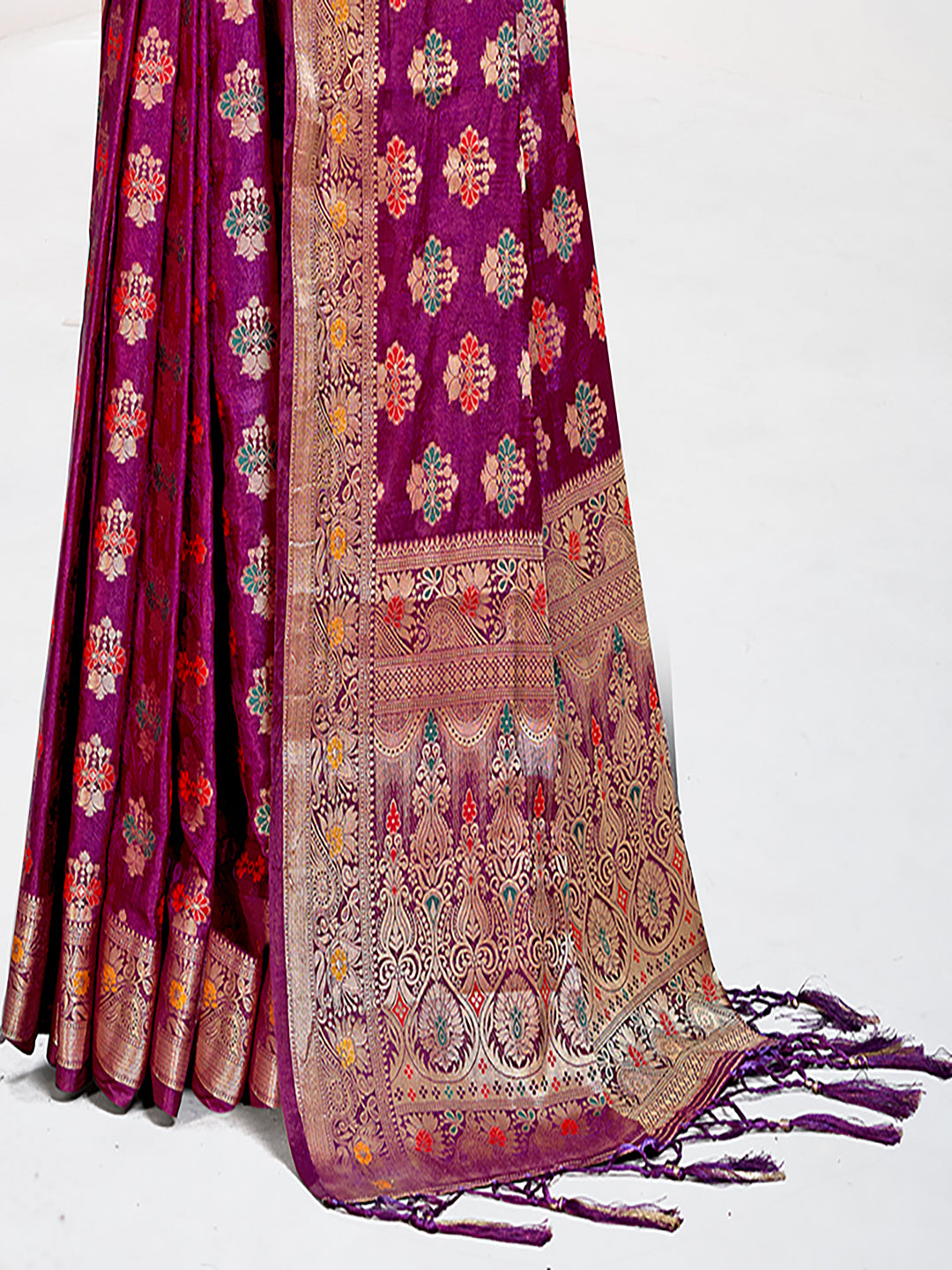 Women's Purple Silk Woven Work Traditional Saree - Sangam Prints