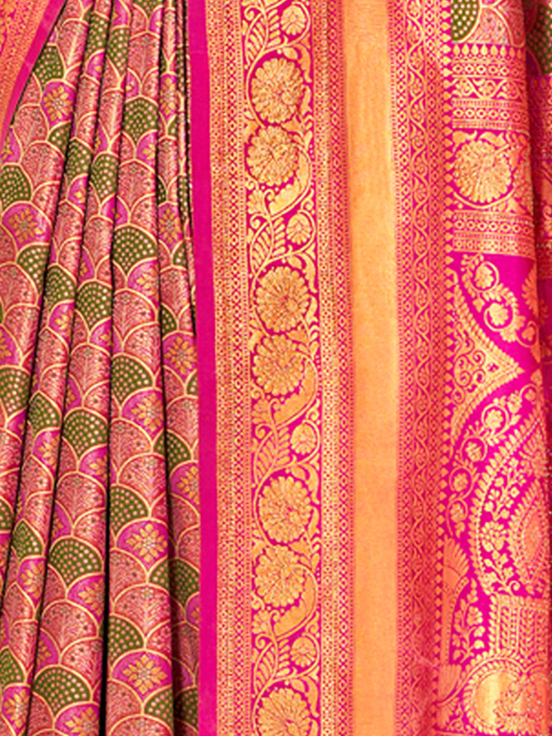 Women's Pink Banarasi Silk Woven Work Traditional Tassels Saree - Sangam Prints