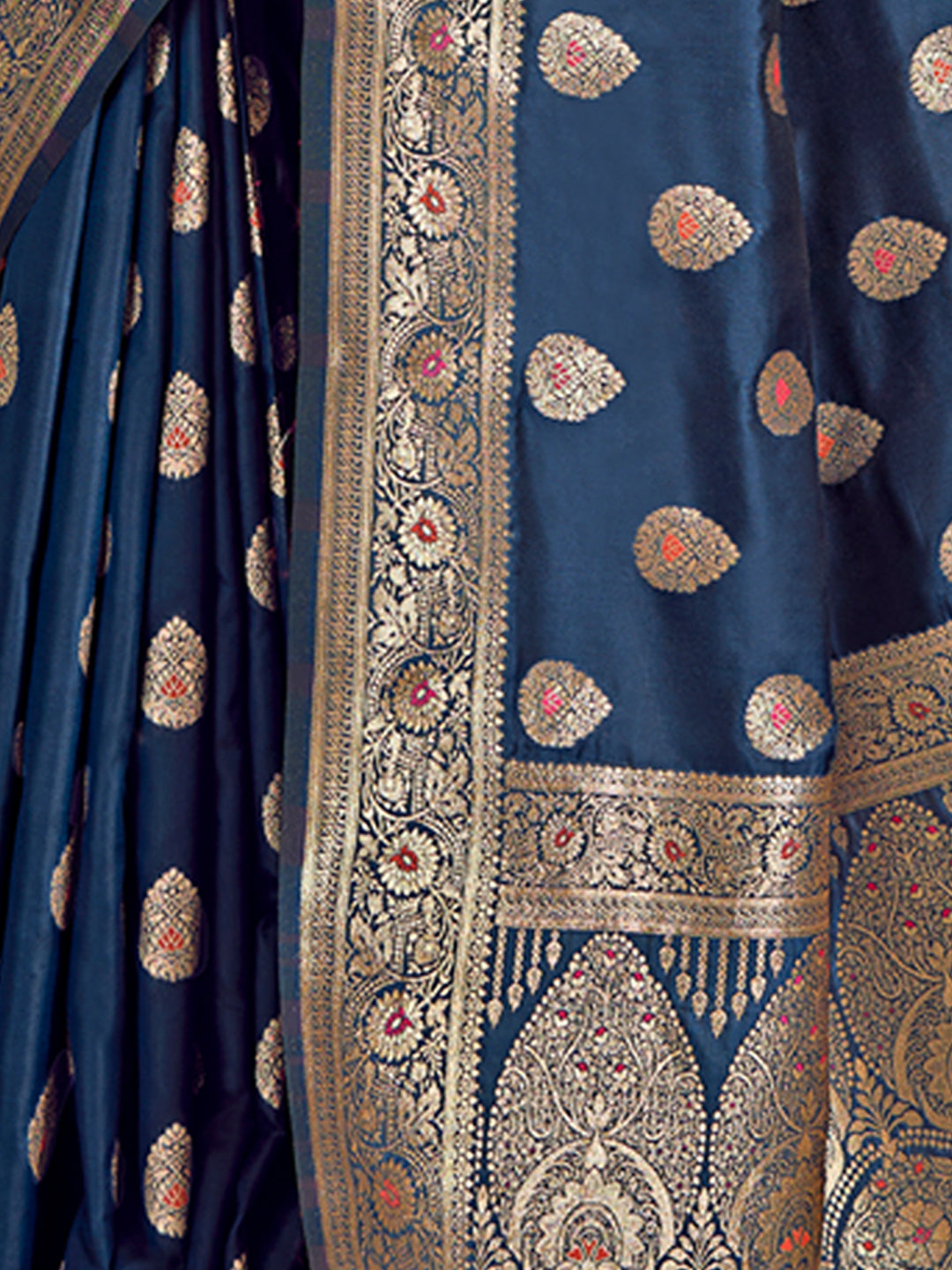 Women's Blue Silk Woven Work Traditional Tassels Saree - Sangam Prints