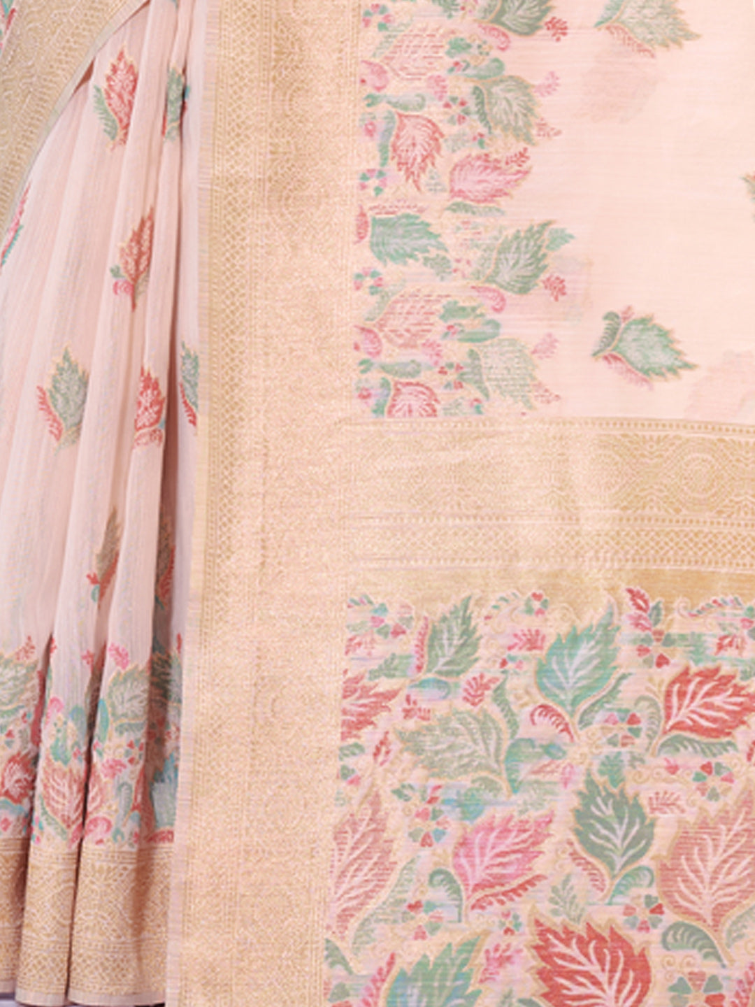 Women's Light Pink Cotton Digital Print Traditional Tassels Saree - Sangam Prints