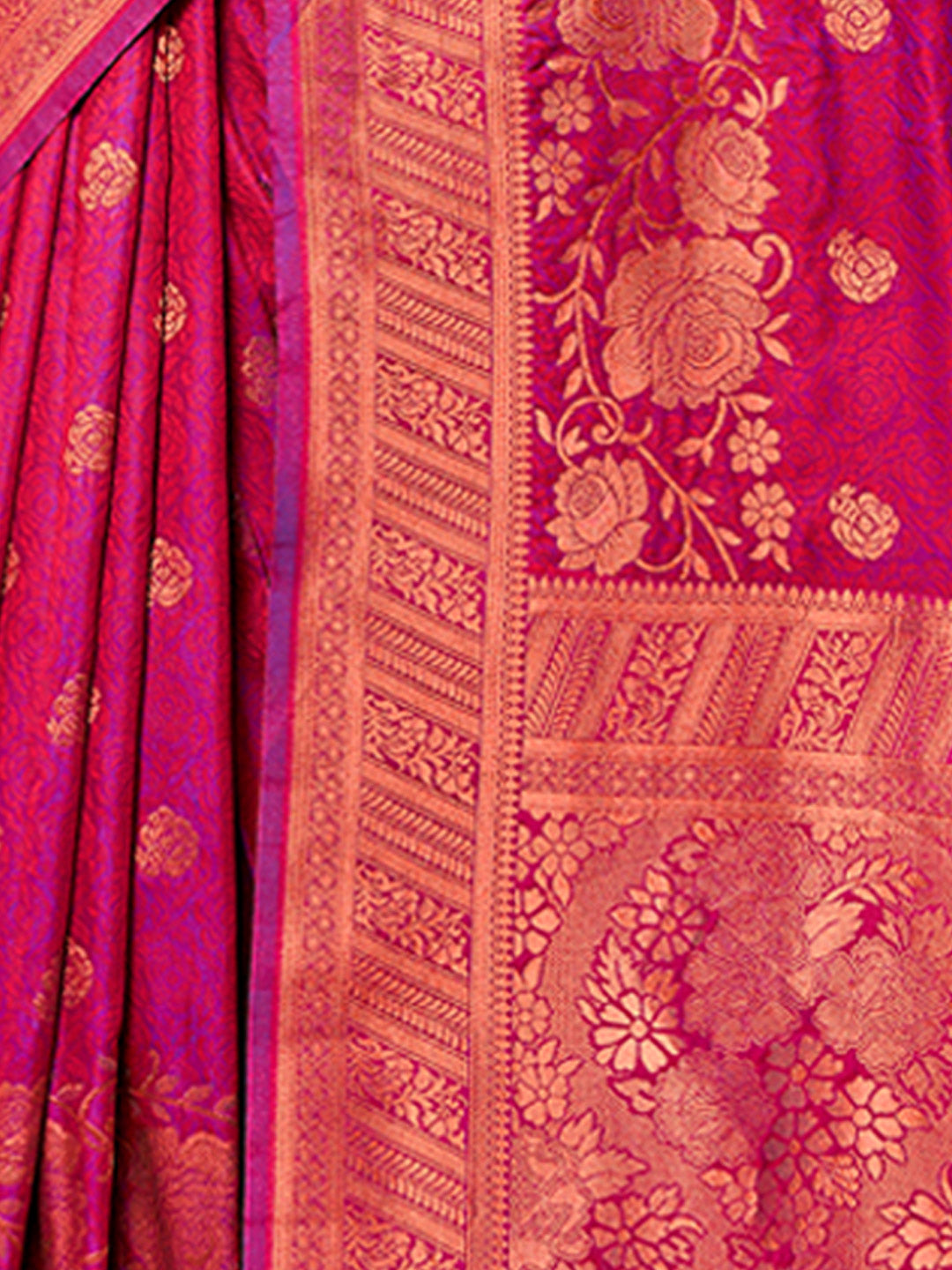Women's Pink Silk Woven Work Traditional Tassels Saree - Sangam Prints