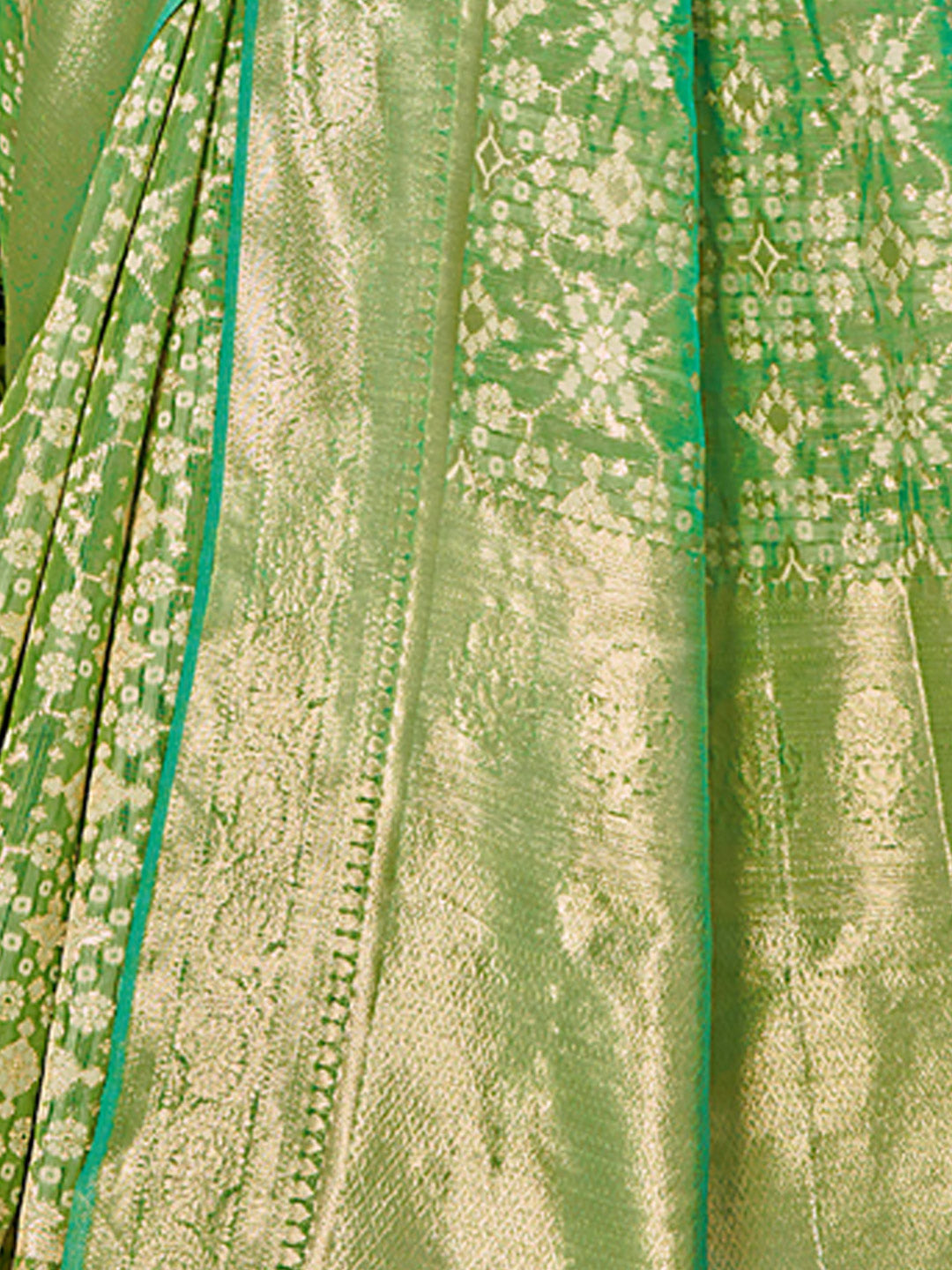 Women's Green Cotton Woven Work Traditional Tassels Saree - Sangam Prints