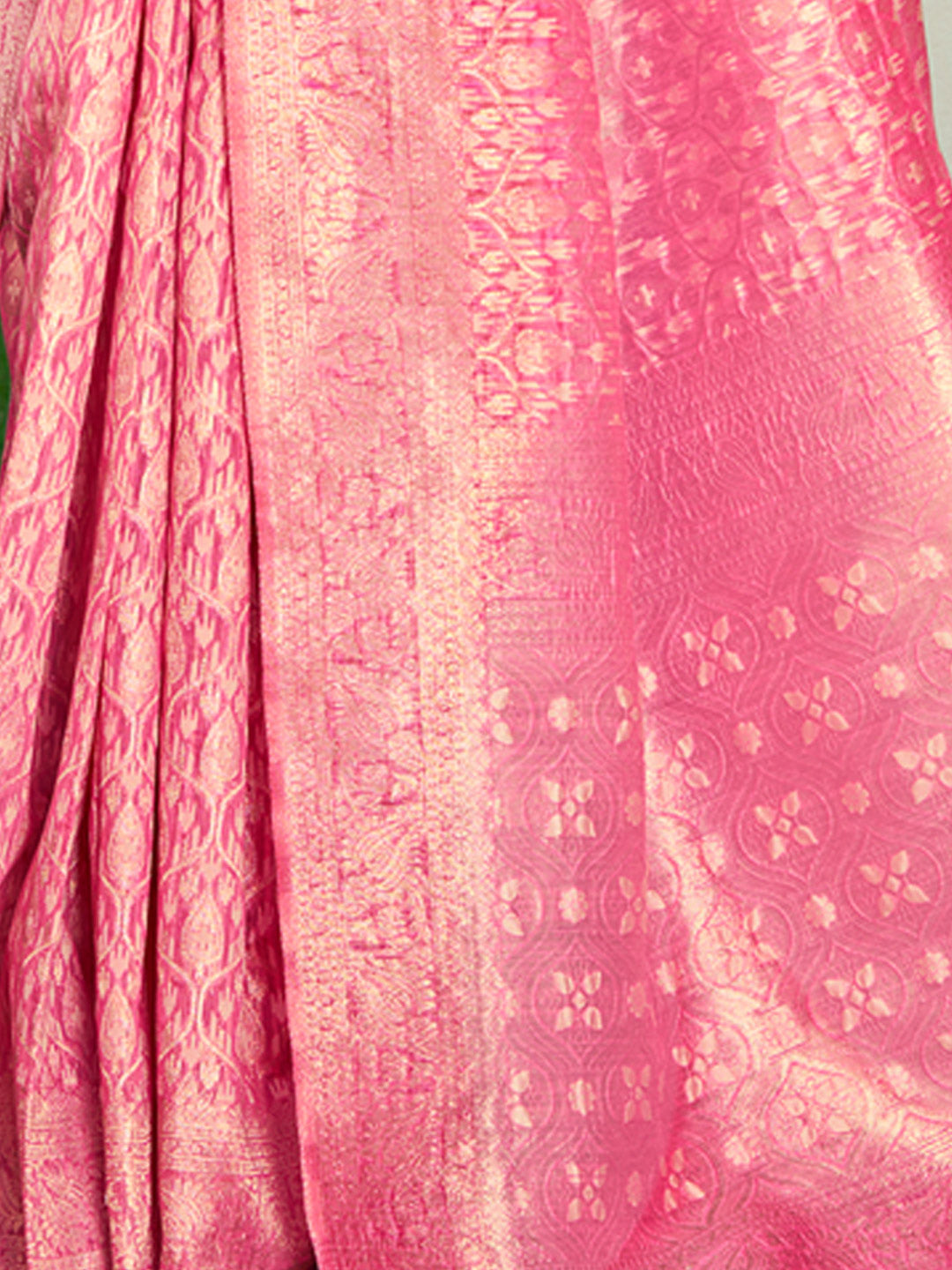 Women's Light Pink Cotton Woven Work Traditional Tassels Saree - Sangam Prints