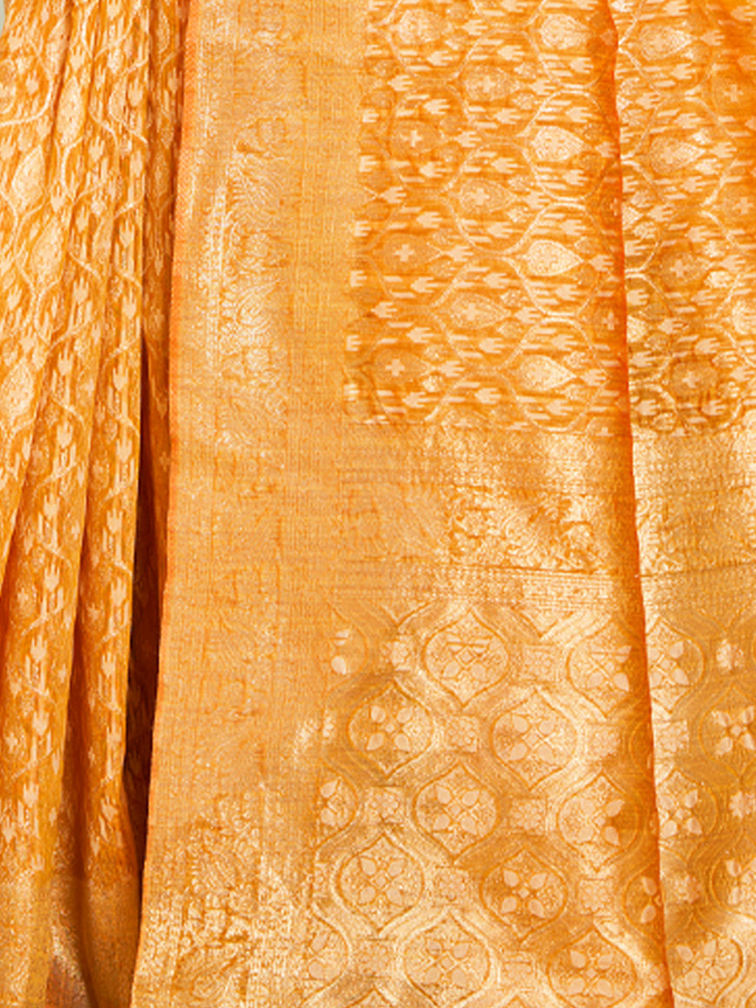 Women's Mustard Cotton Woven Work Traditional Tassels Saree - Sangam Prints