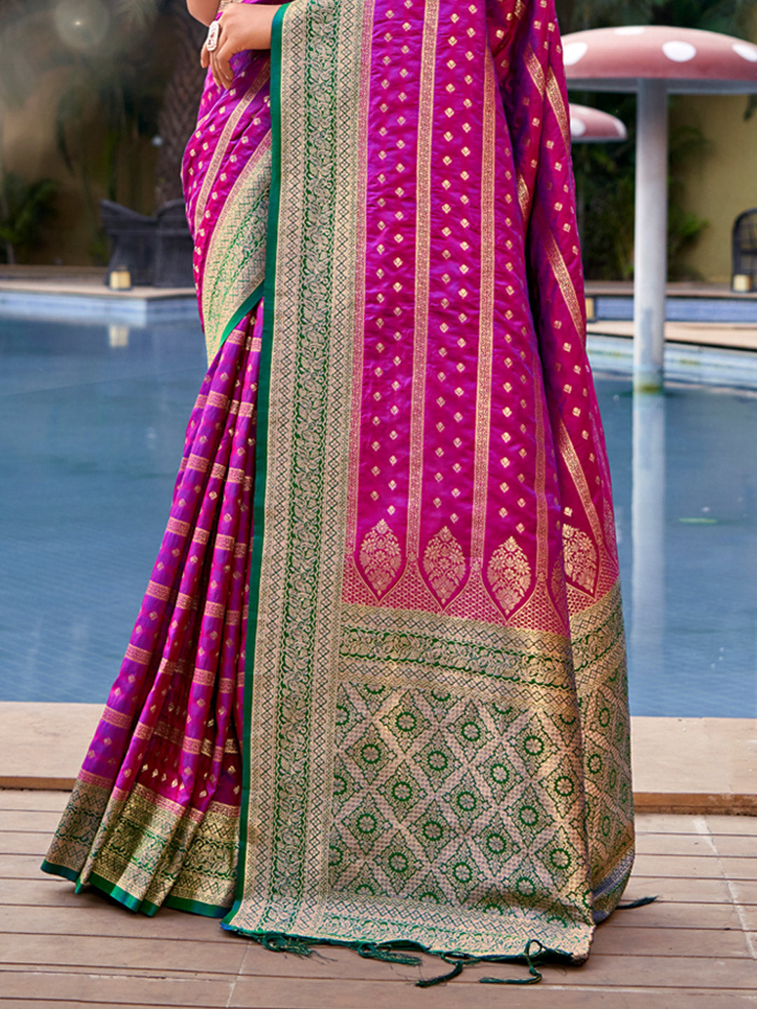 Women's Purple Banarasi Silk Woven Work Traditional Tassels Saree - Sangam Prints