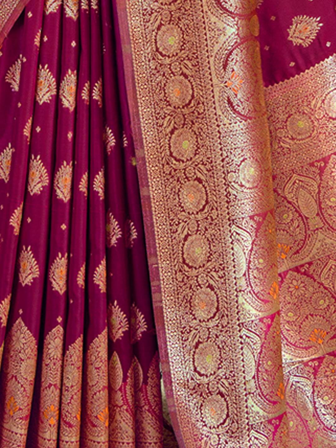 Women's Purple Silk Woven Work Traditional Tassels Saree - Sangam Prints