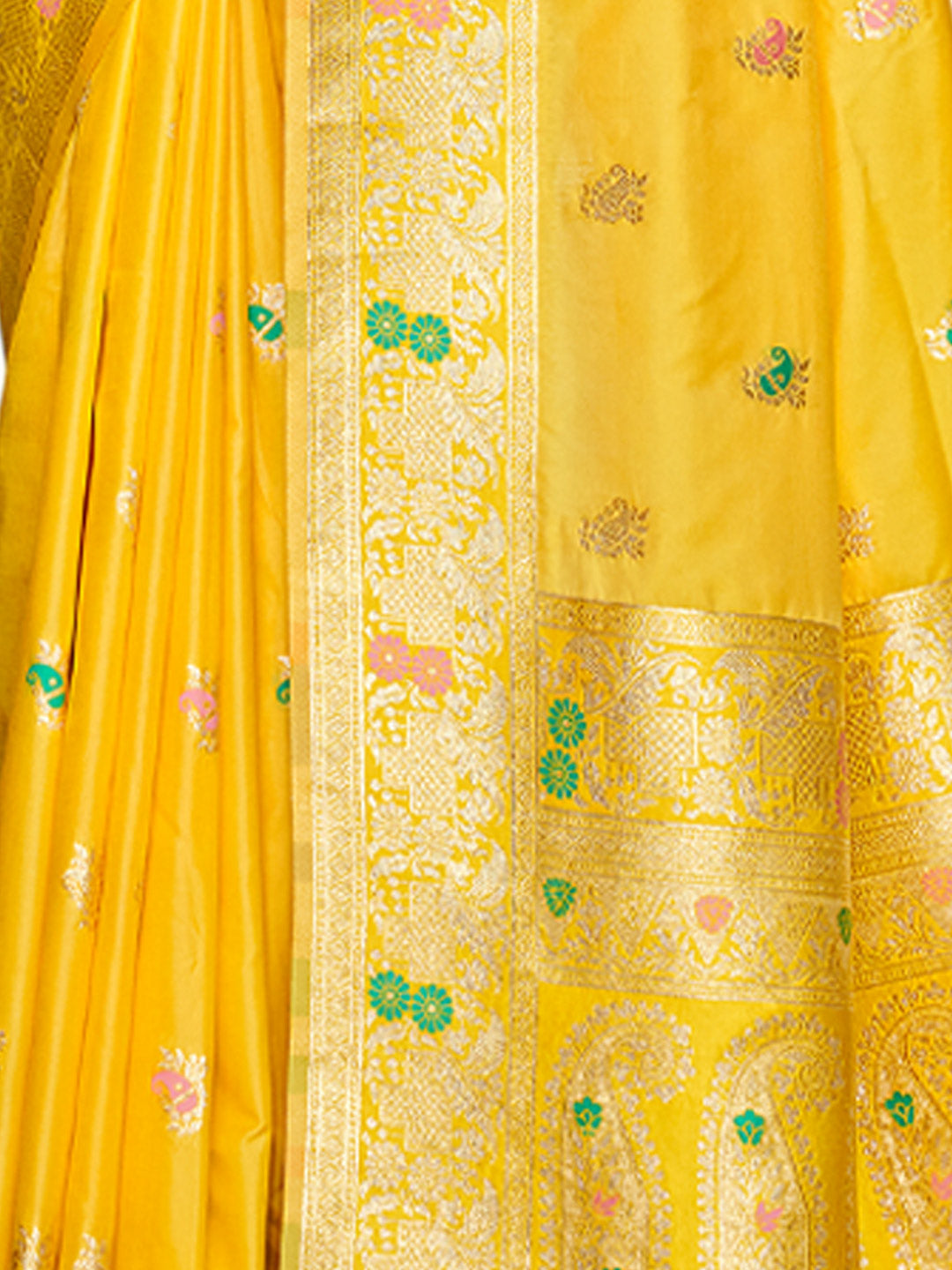Women's Yellow Silk Woven Work Traditional Tassels Saree - Sangam Prints