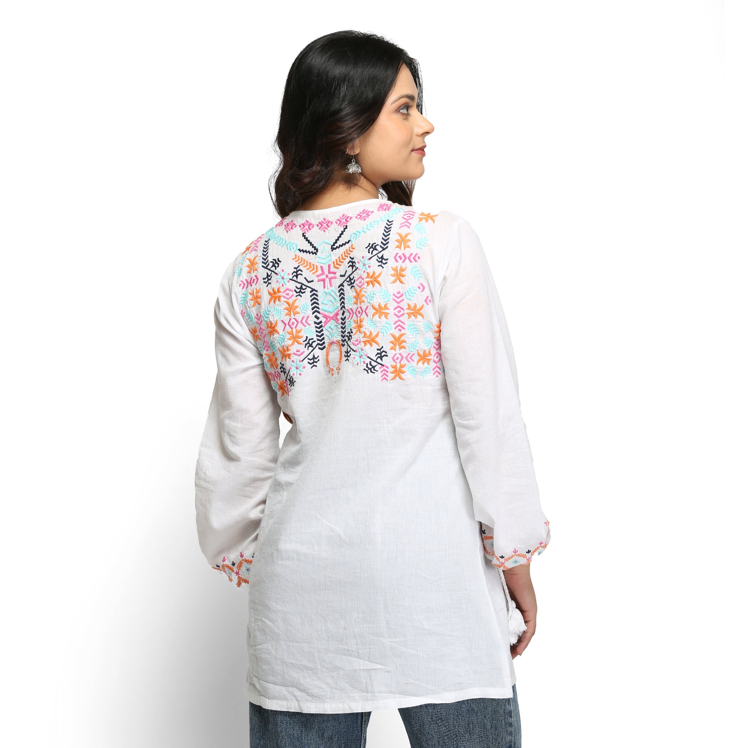 Women's Embroidered full sleeve tunic for women - Taantav