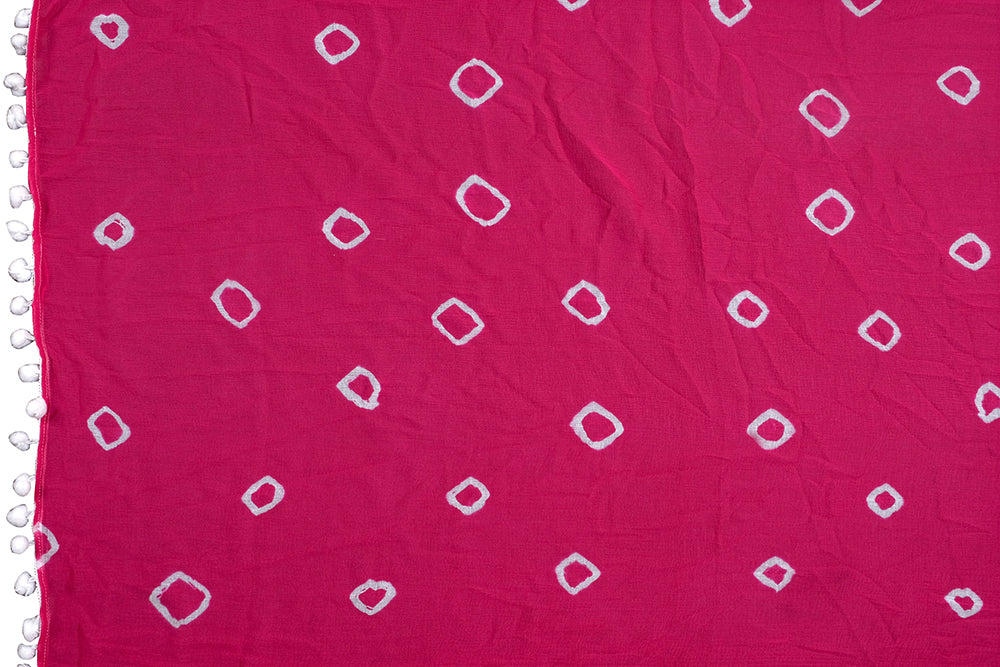 Women's Pink  Bandhani Print Woven Chiffon Dupatta  - NIMIDHYA