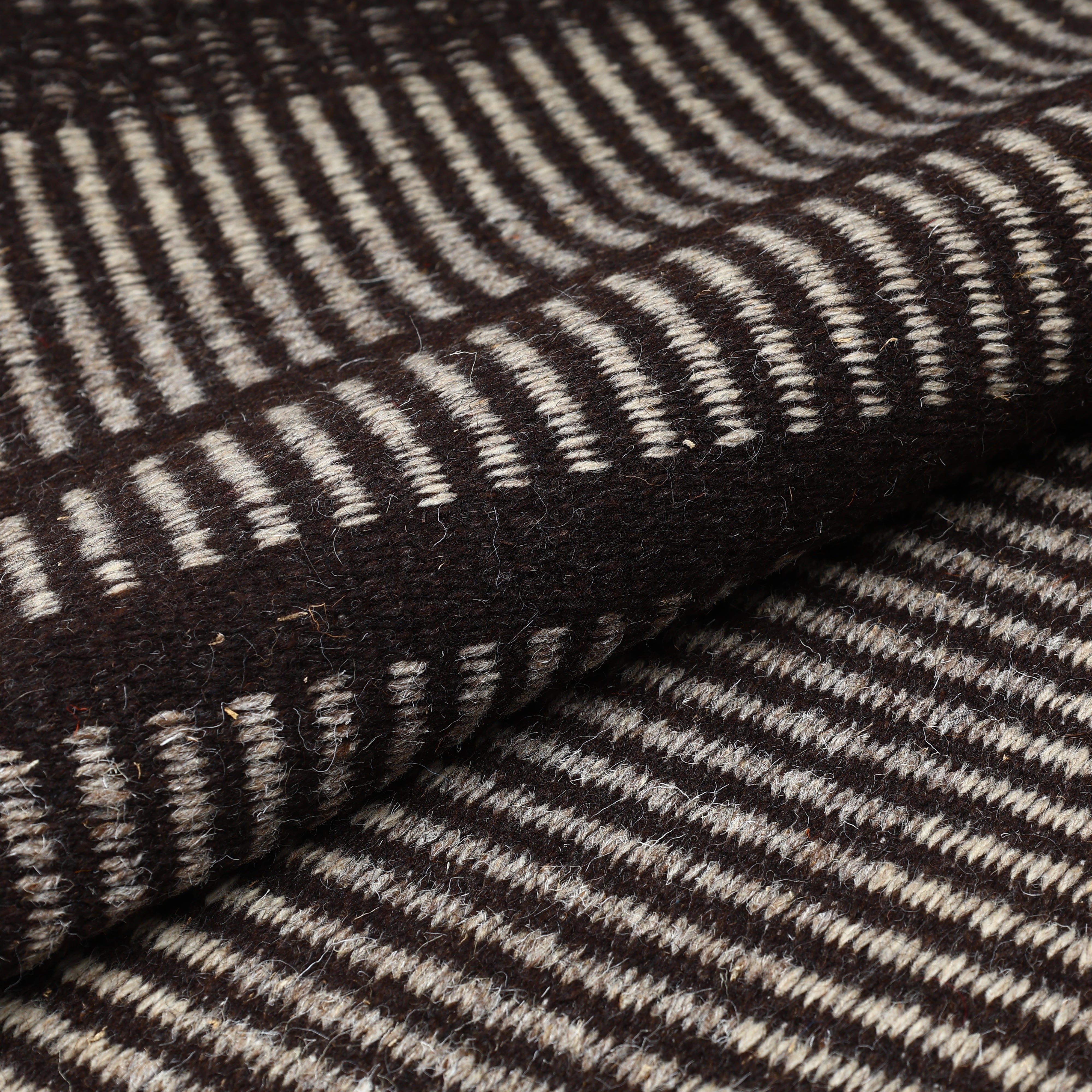 Black Handwoven Jawaja Durrie—Stripe Pattern