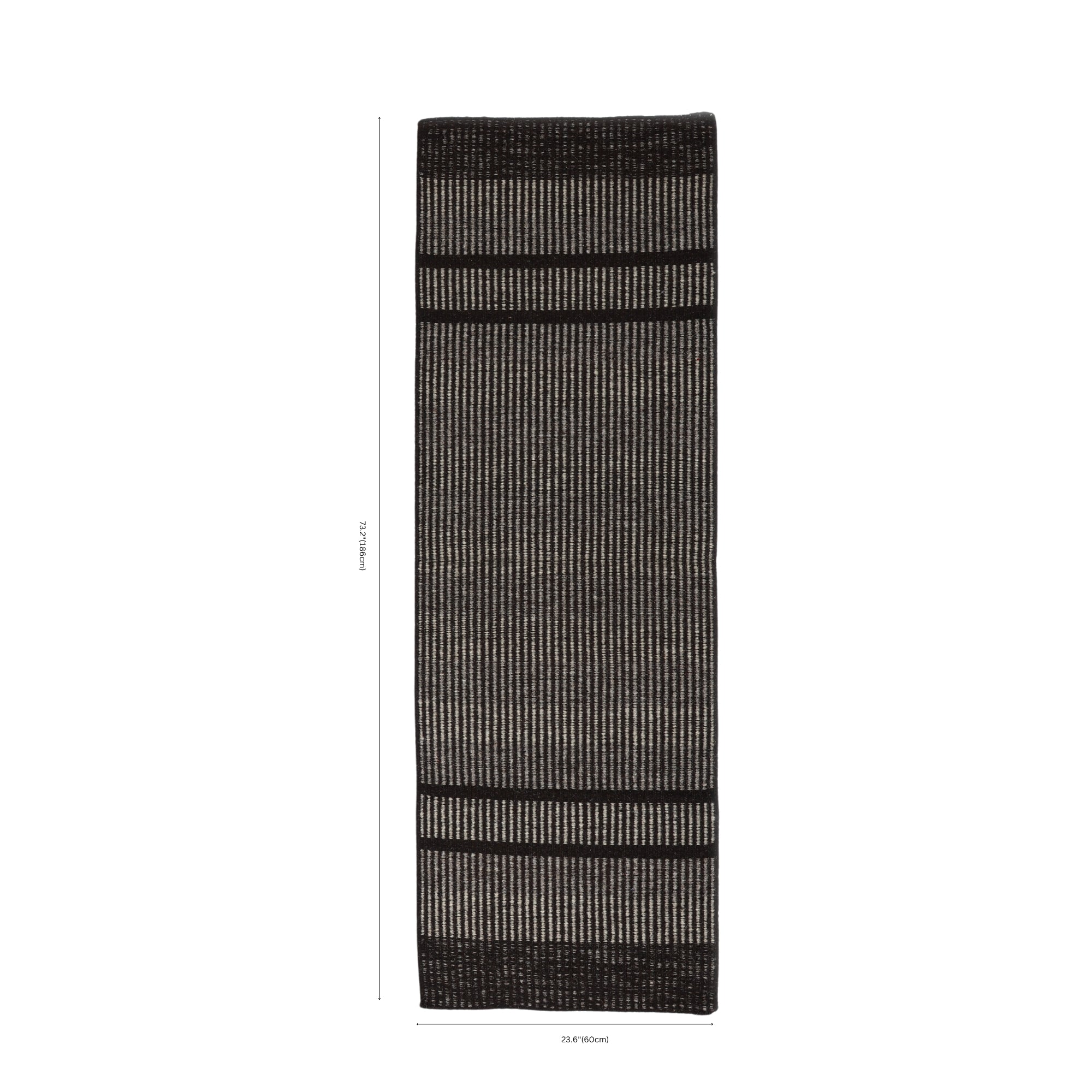 Black Handwoven Jawaja Durrie—Stripe Pattern