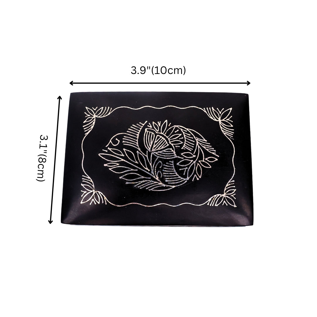 Black Multiutility Box - Bidri Art - Silver Inlay Work 
