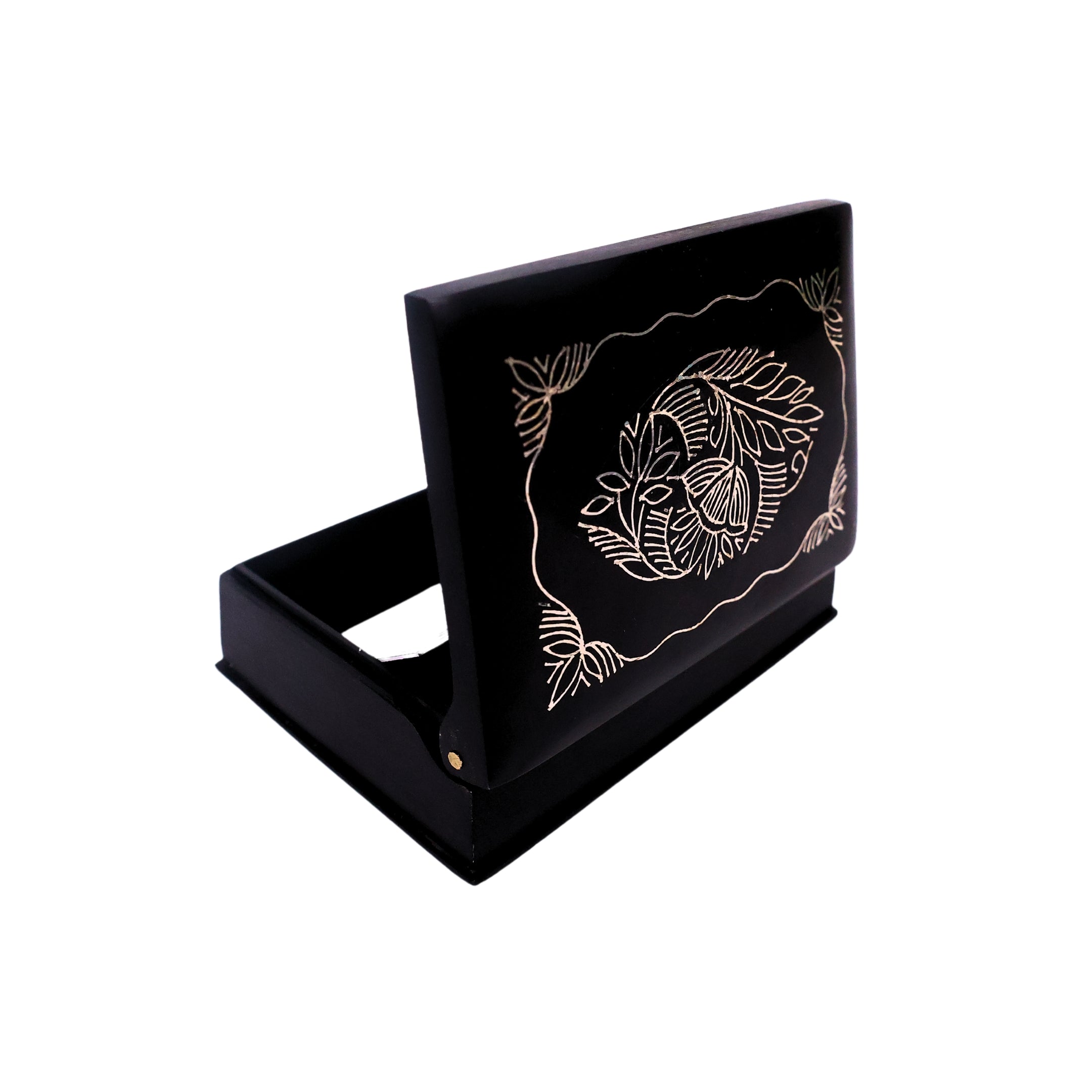 Black Multiutility Box - Bidri Art - Silver Inlay Work 