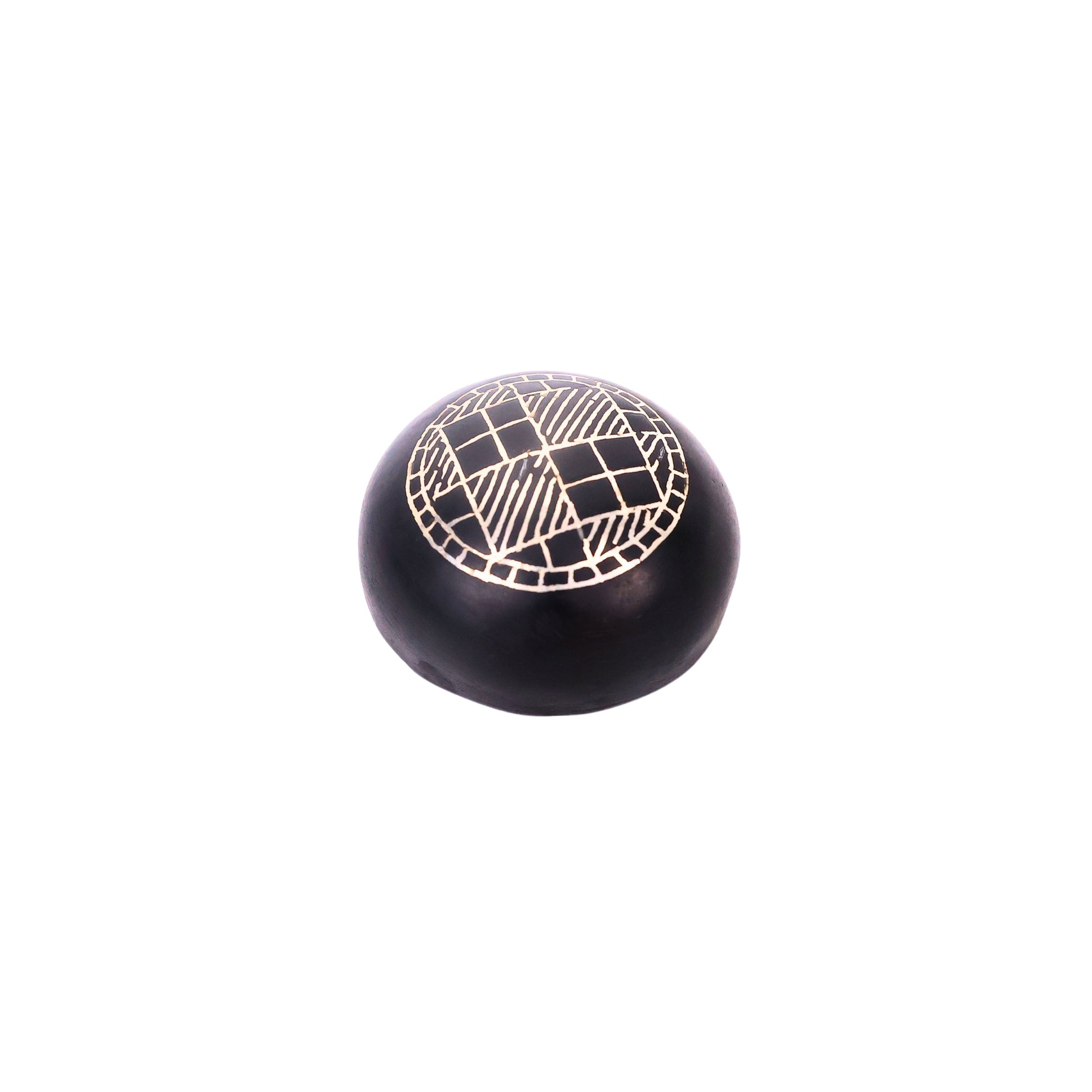 Black Paperweight - Bidri Art - Silver Inlay Work 
