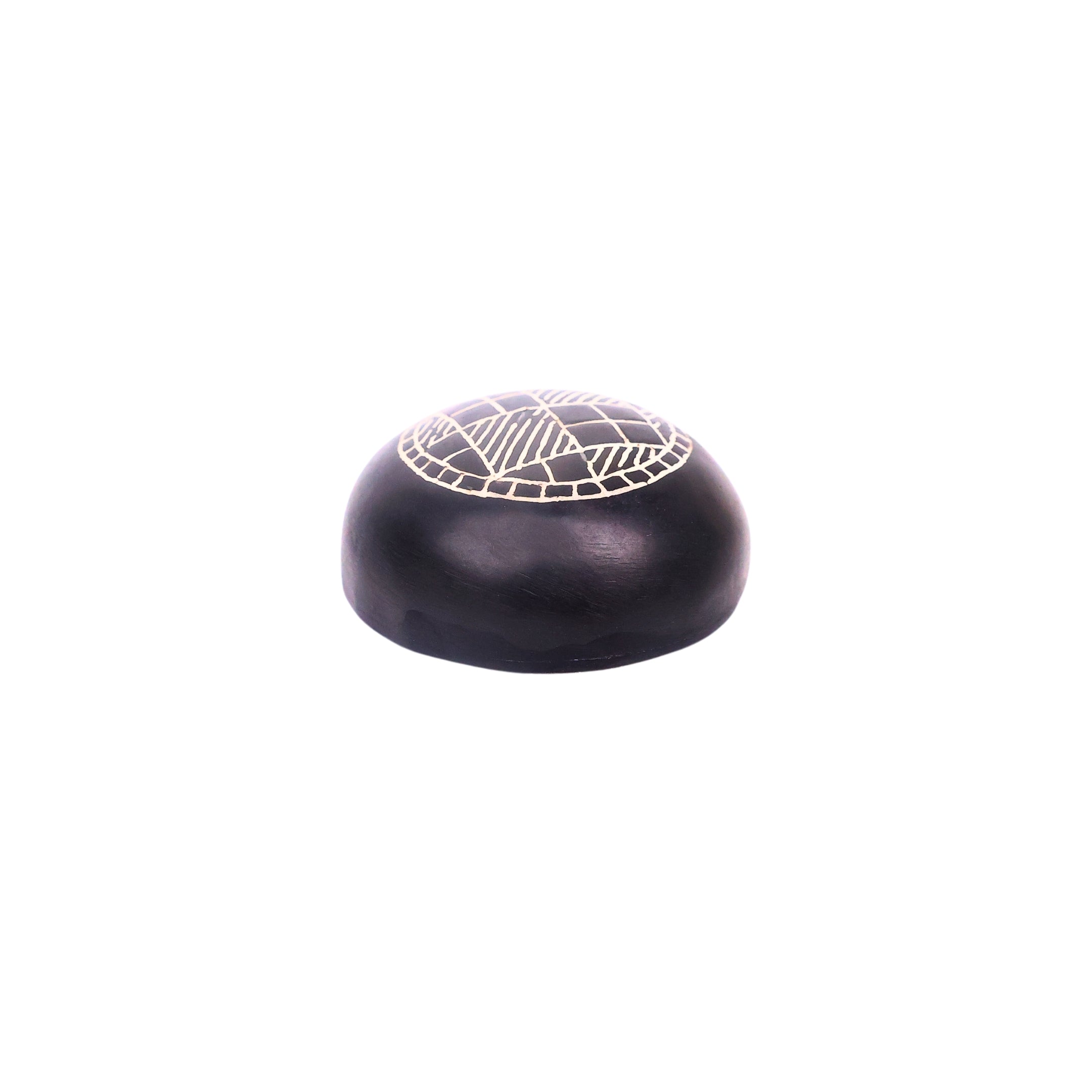 Black Paperweight - Bidri Art - Silver Inlay Work 