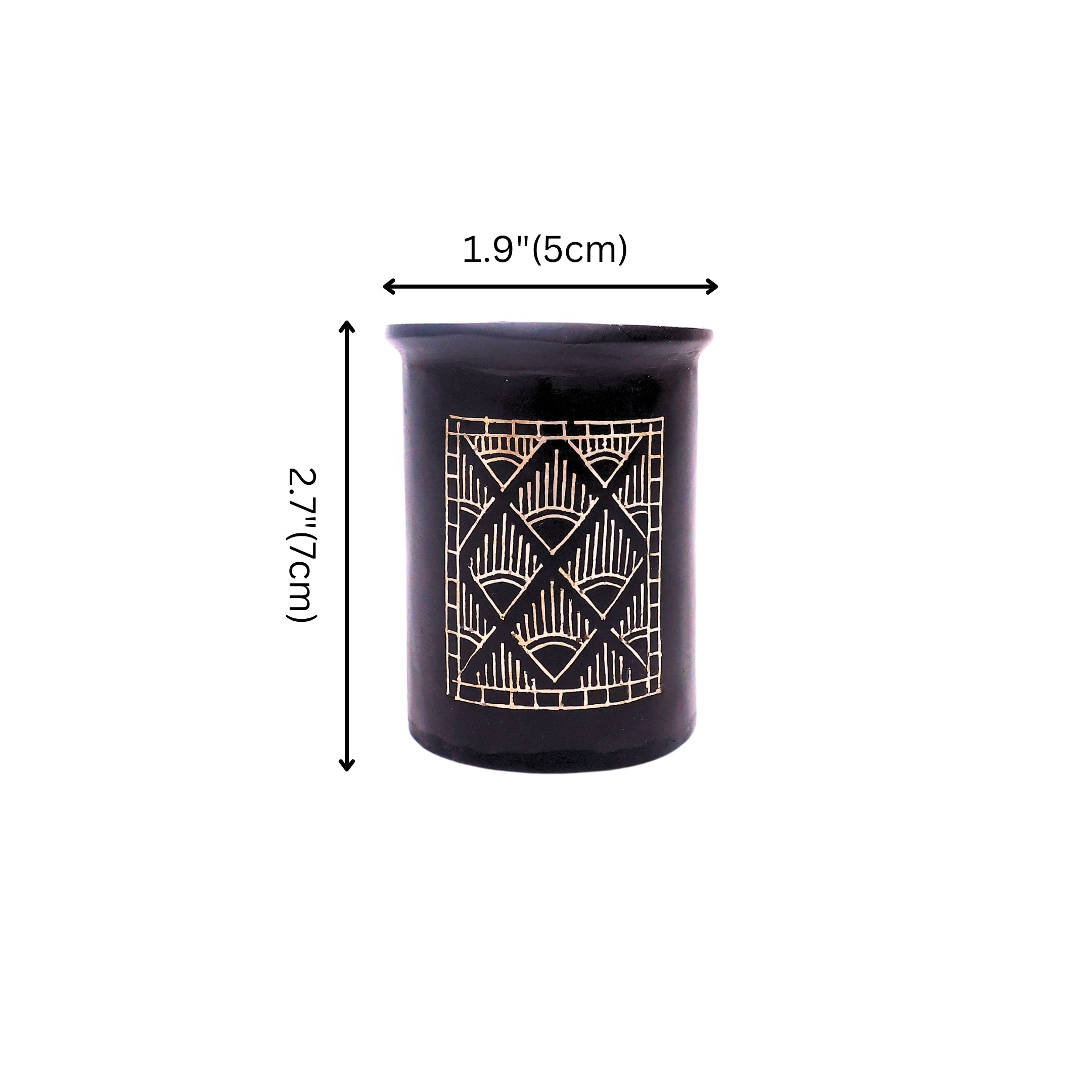 Black Pen Stand - Bidri Art - Silver Inlay Work 