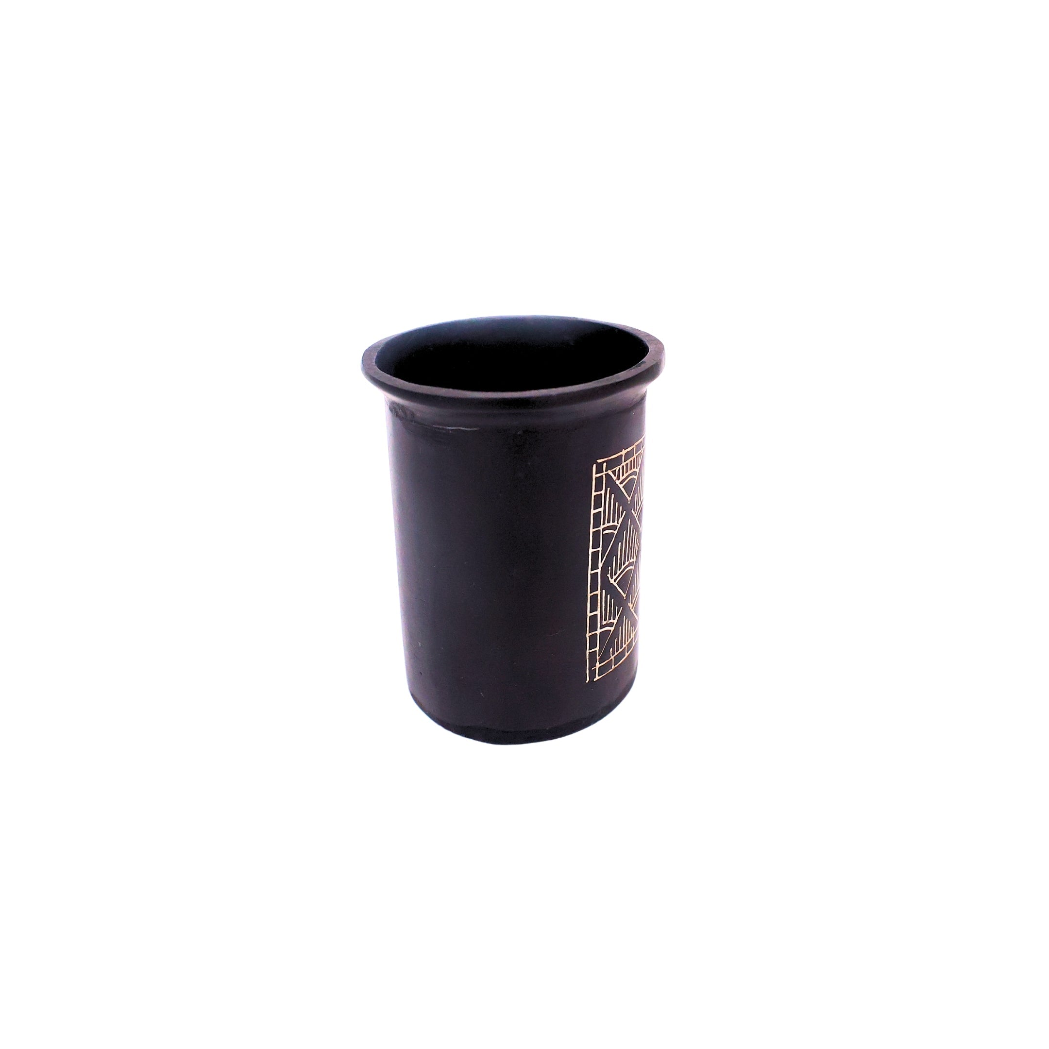 Black Pen Stand - Bidri Art - Silver Inlay Work