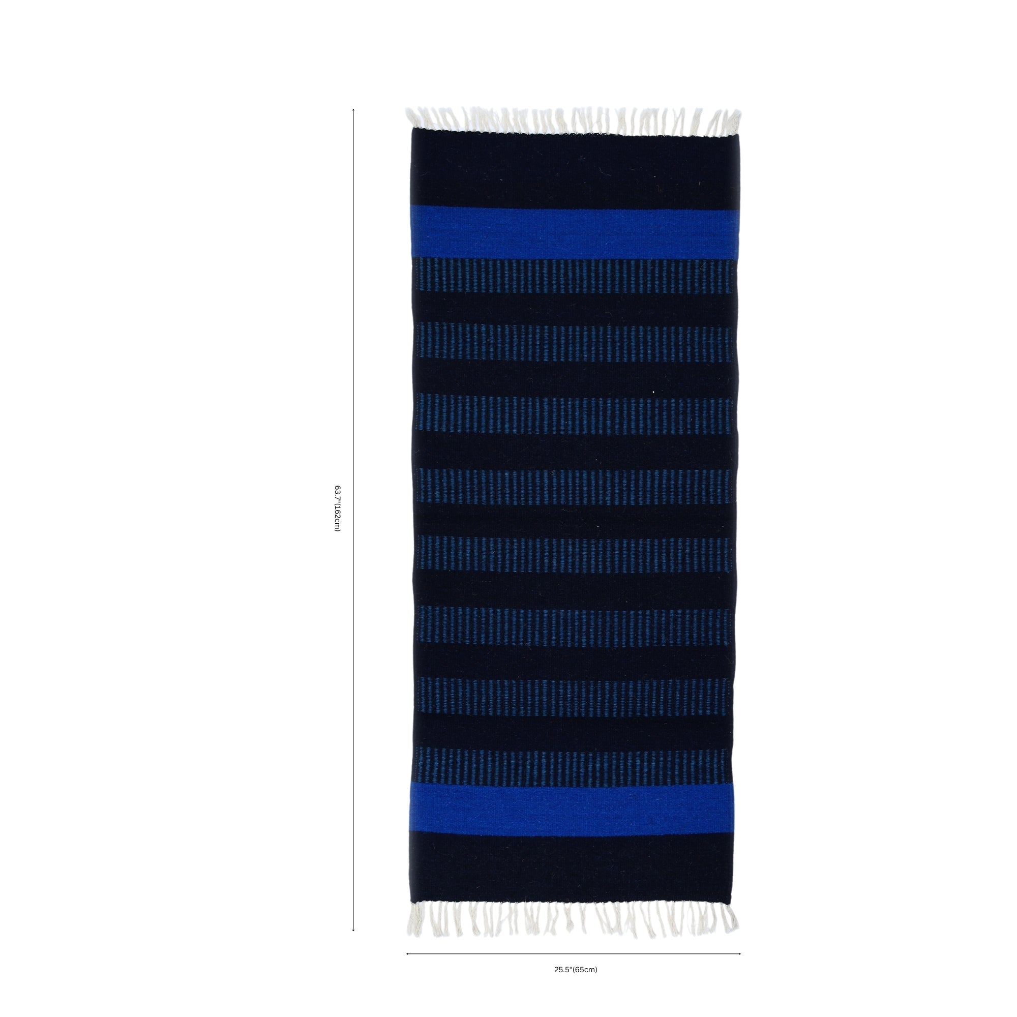 Black and Blue Handwoven Jawaja Durrie—Stripe Pattern