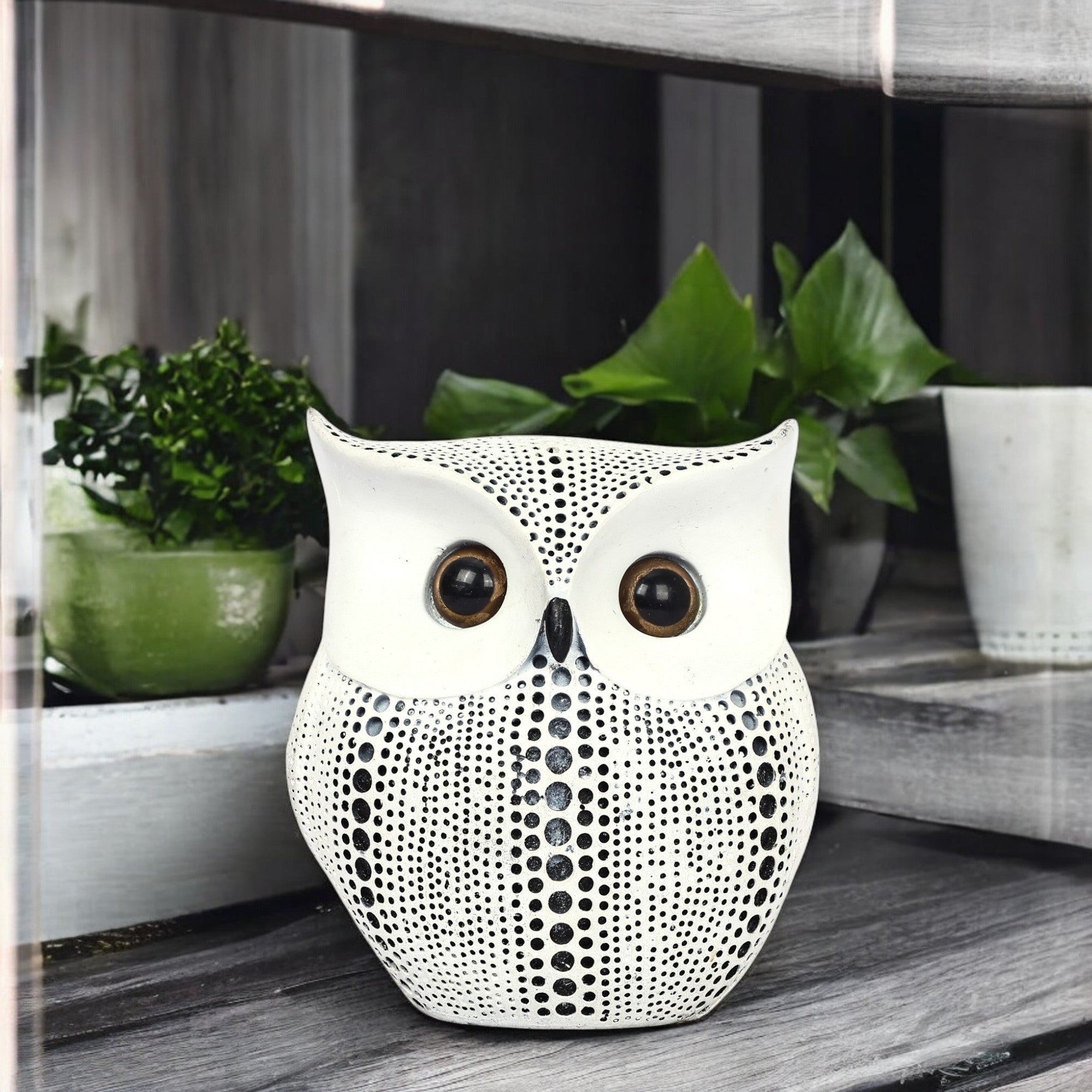 Black and Silver Owl Decorative Statue