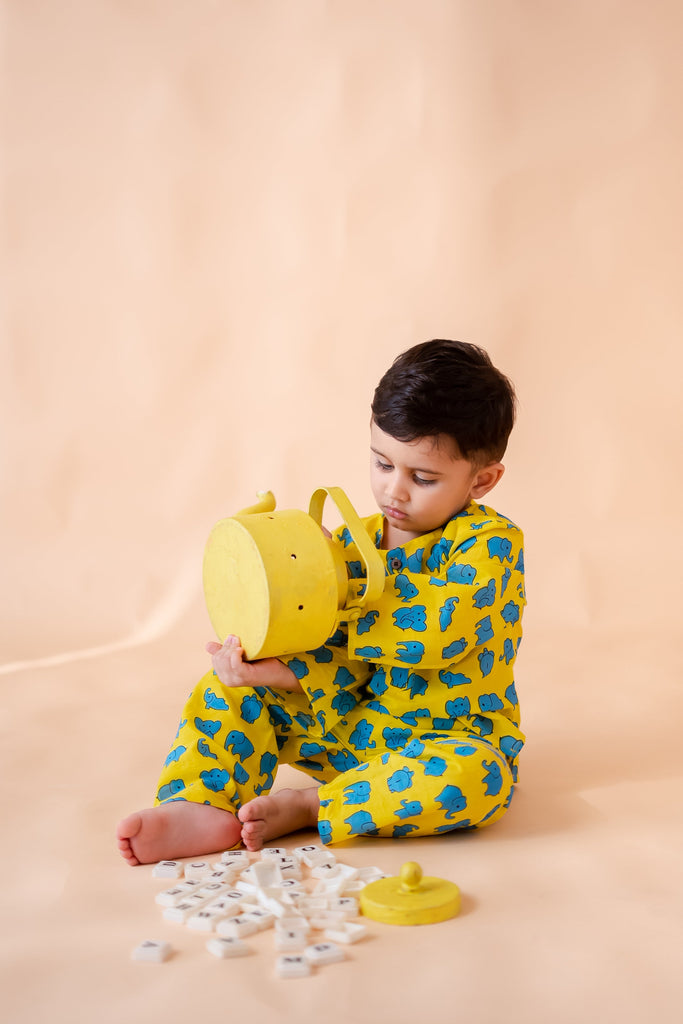 Unisex Night Suit - Ellies On Yellow