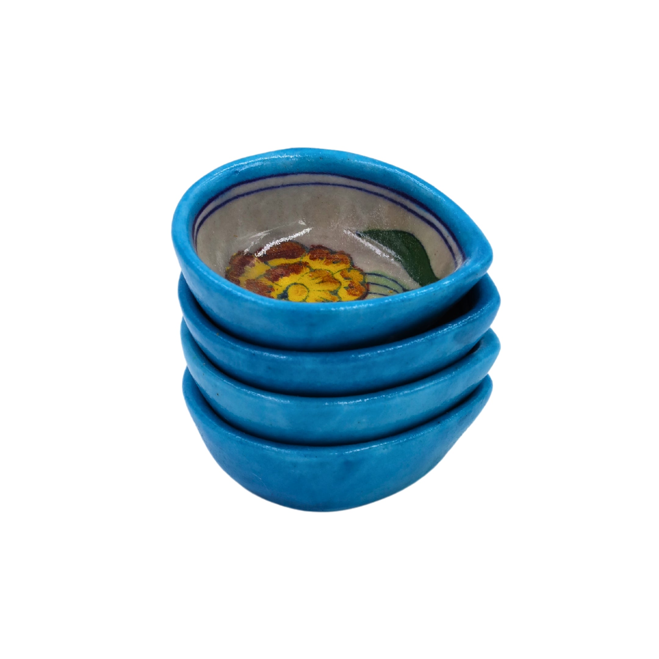 Blue Pottery Diyas-set of 4