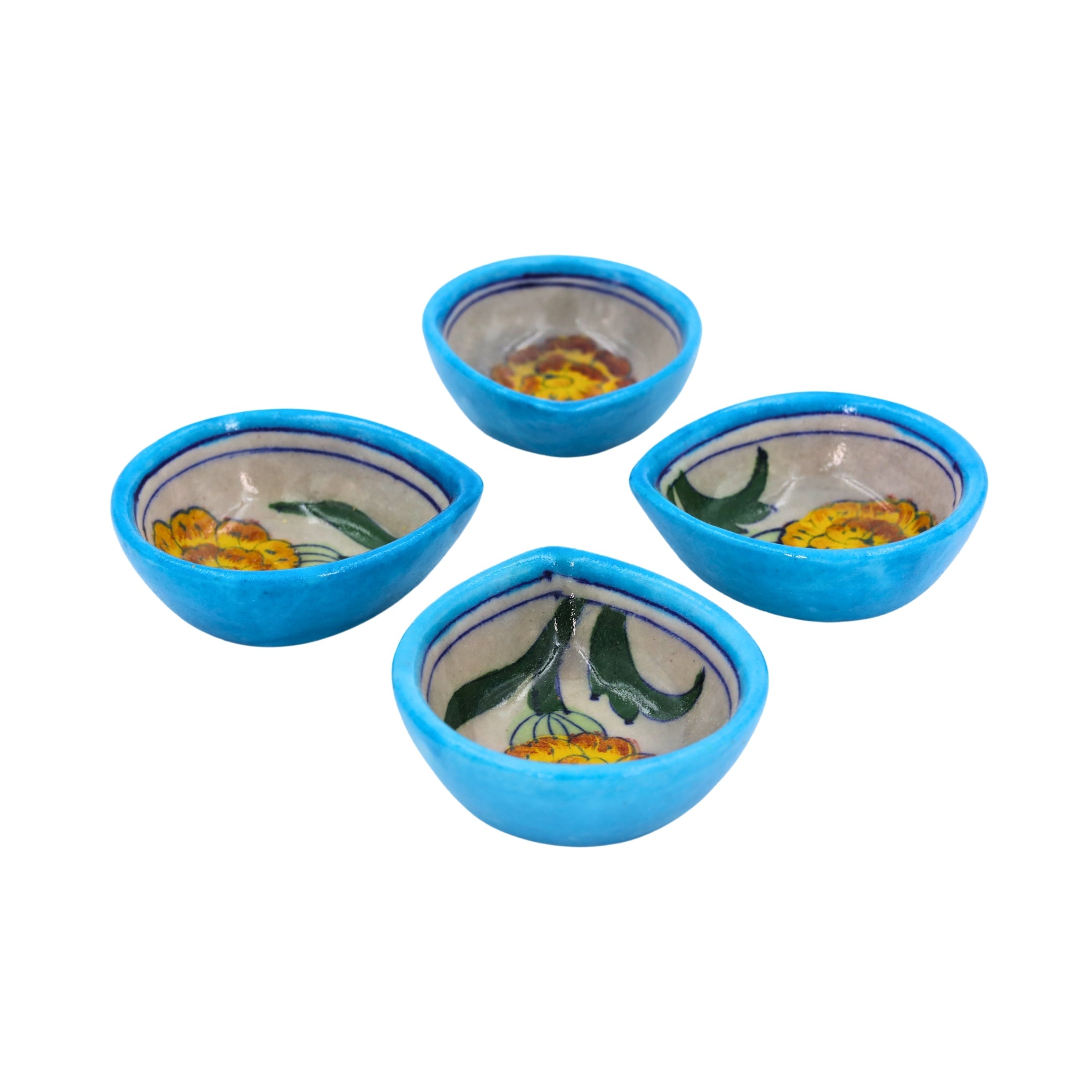 Blue Pottery Diyas-set of 4