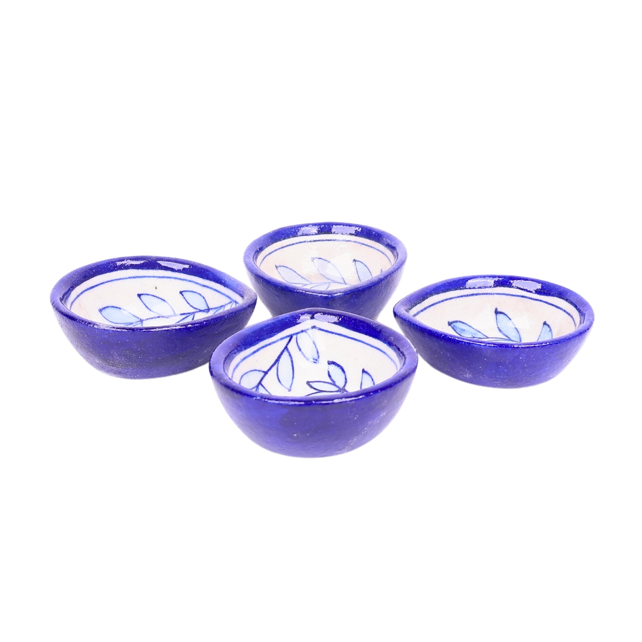 Blue Pottery Diyas - Set of 4 - Blue