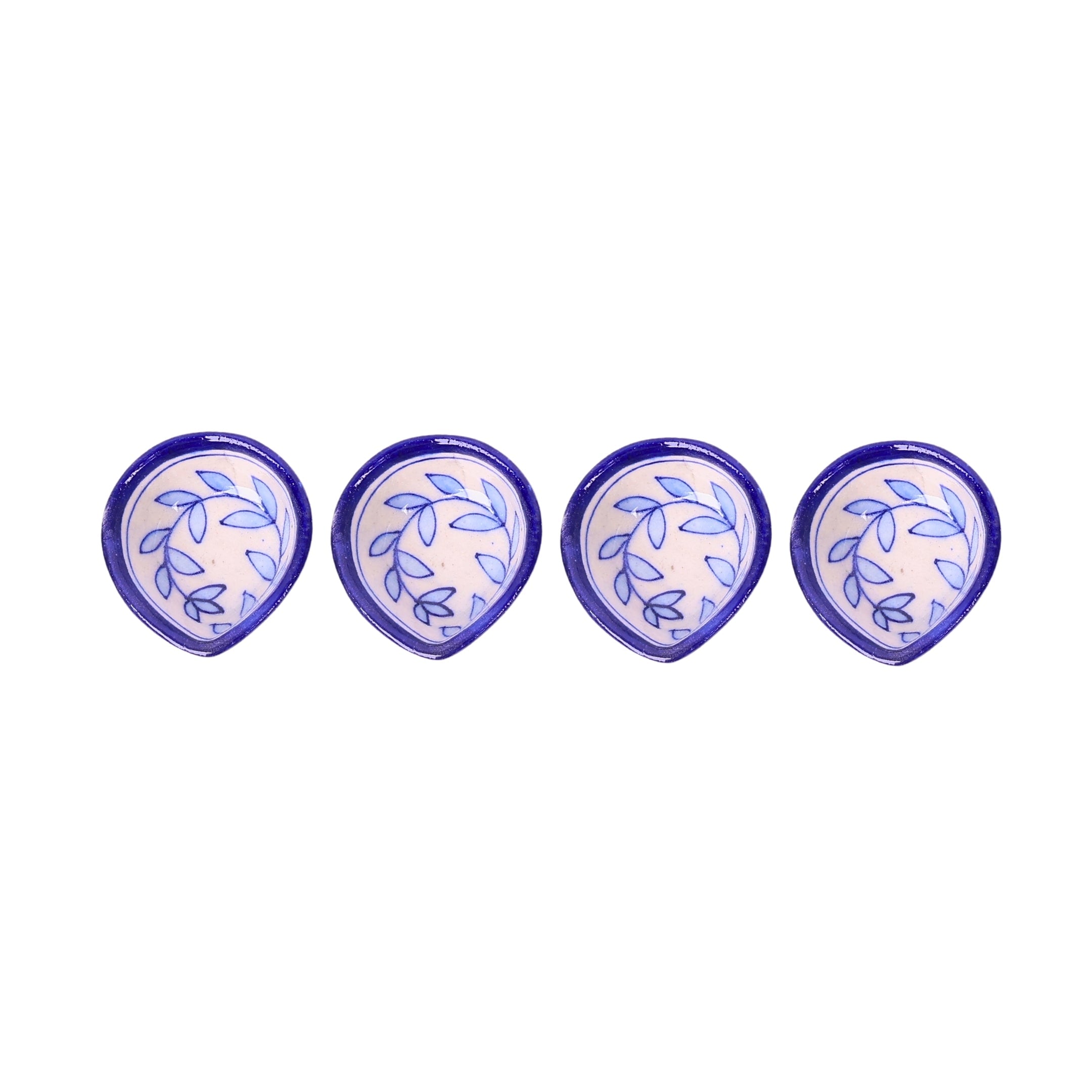 Blue Pottery Diyas - Set of 4 - Blue