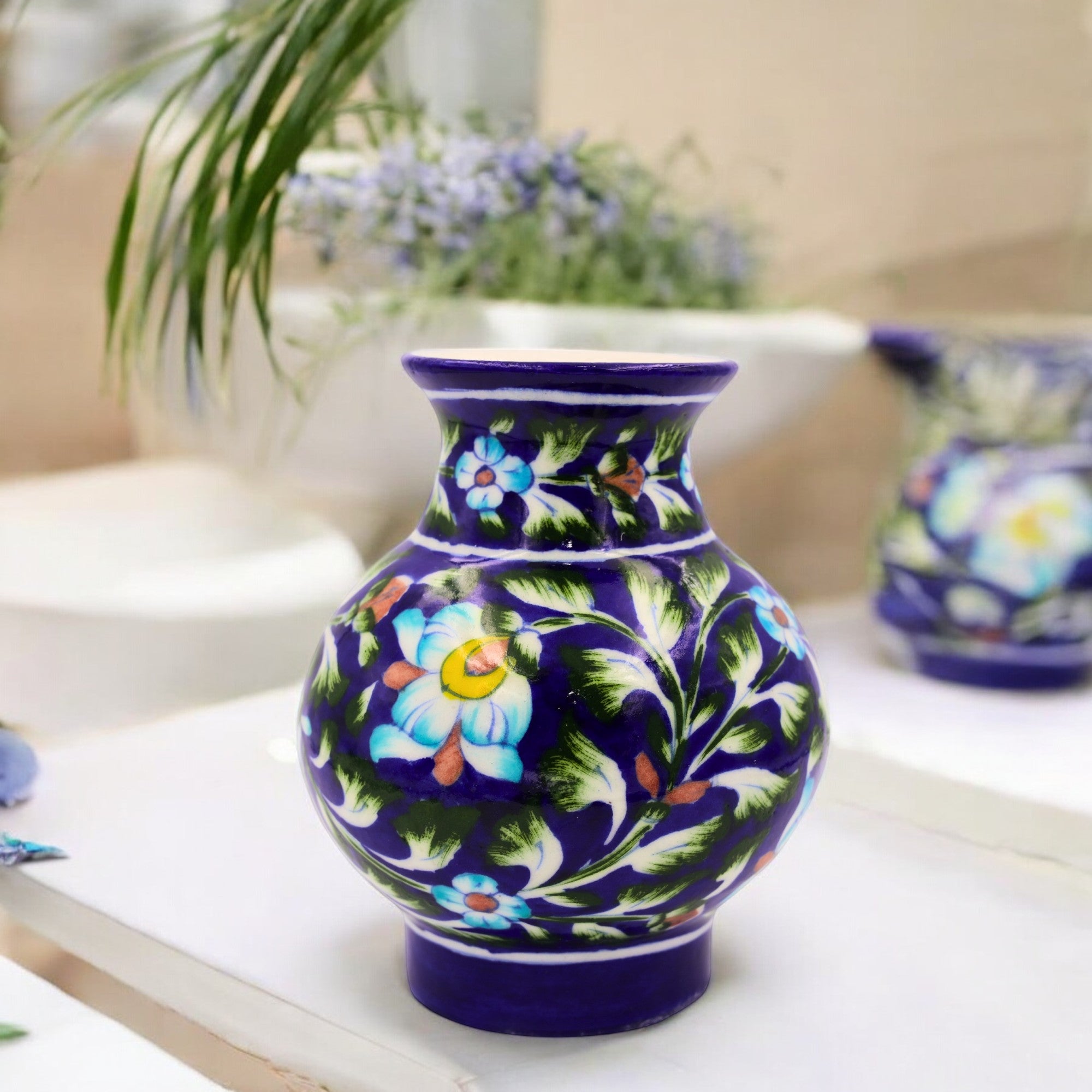 Blue Pottery Flower Vase