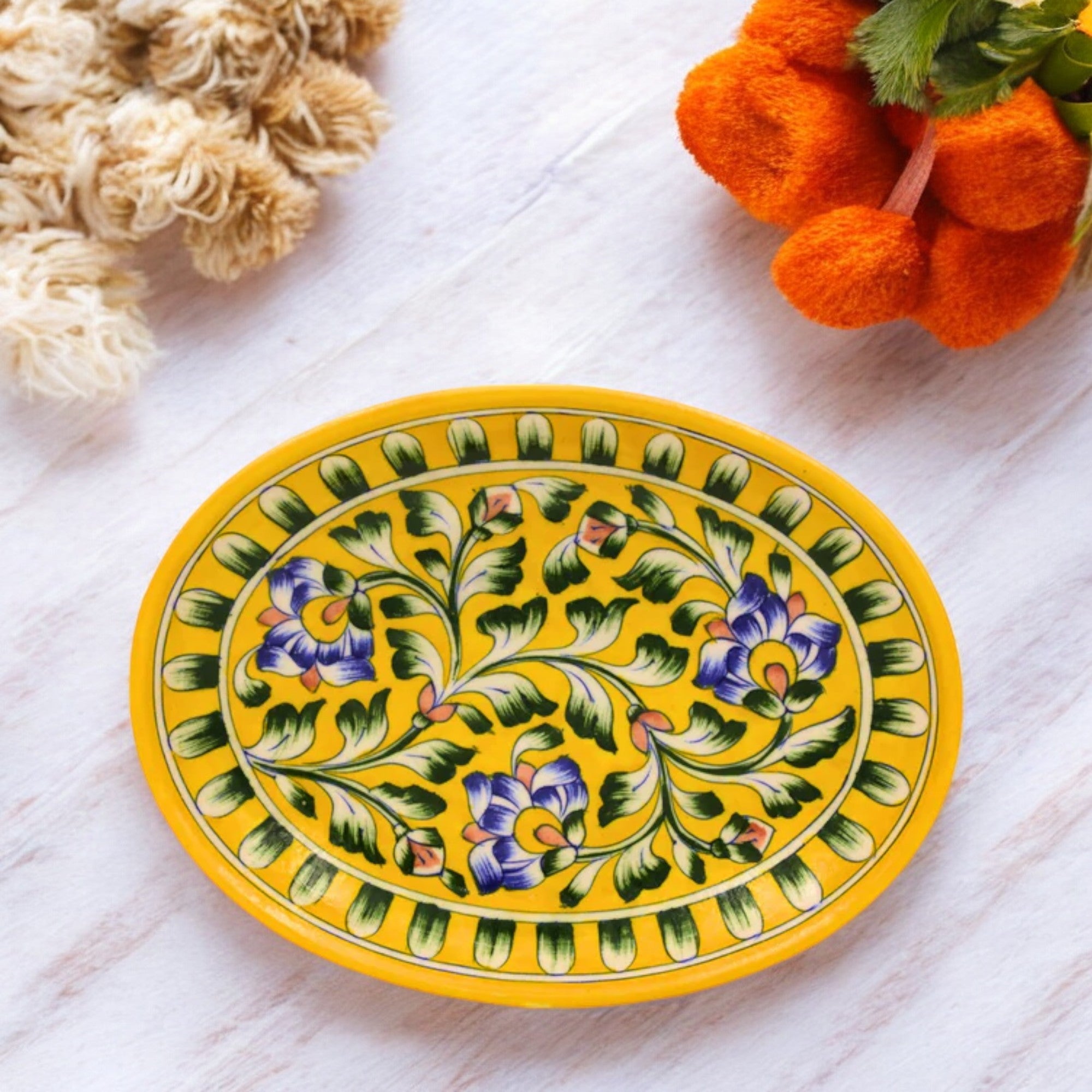 Blue Pottery Oval Plate