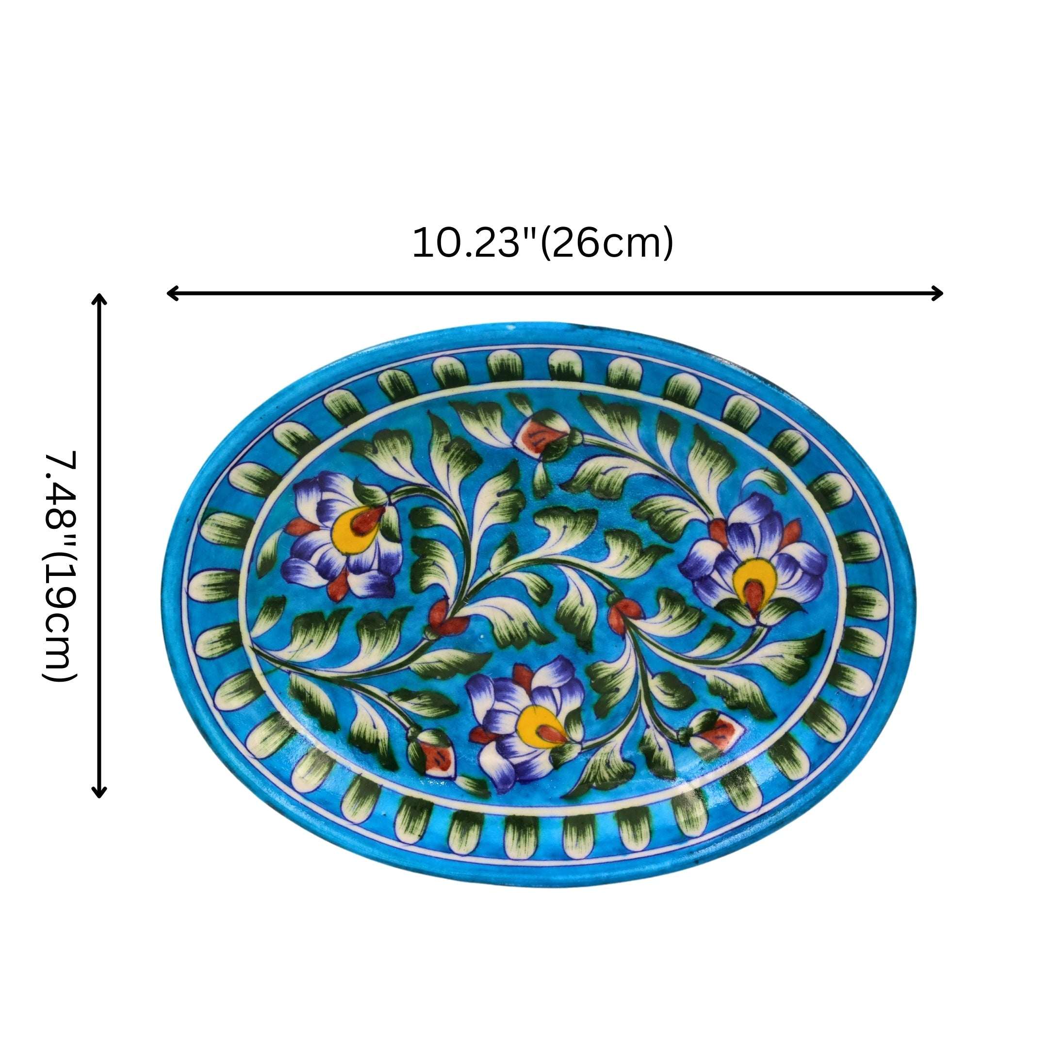 Blue Pottery Oval Plate