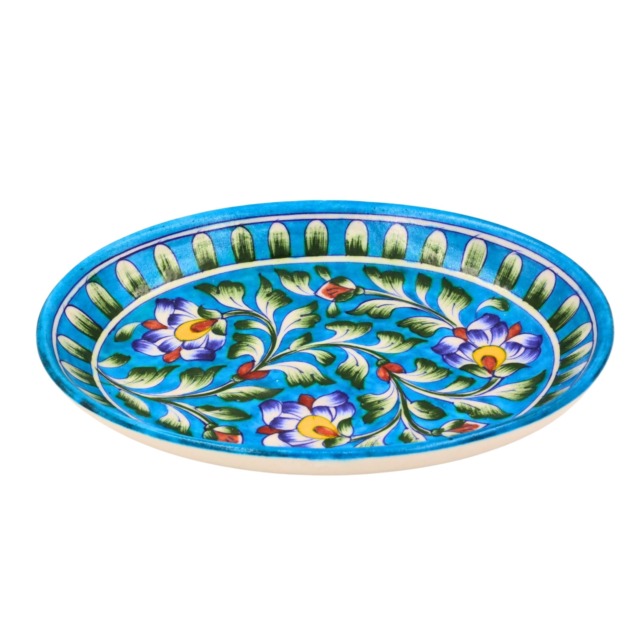 Blue Pottery Oval Plate