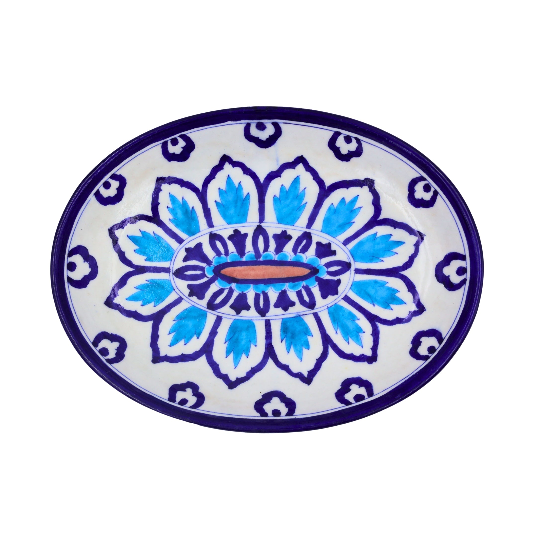 Blue Pottery Oval Plate