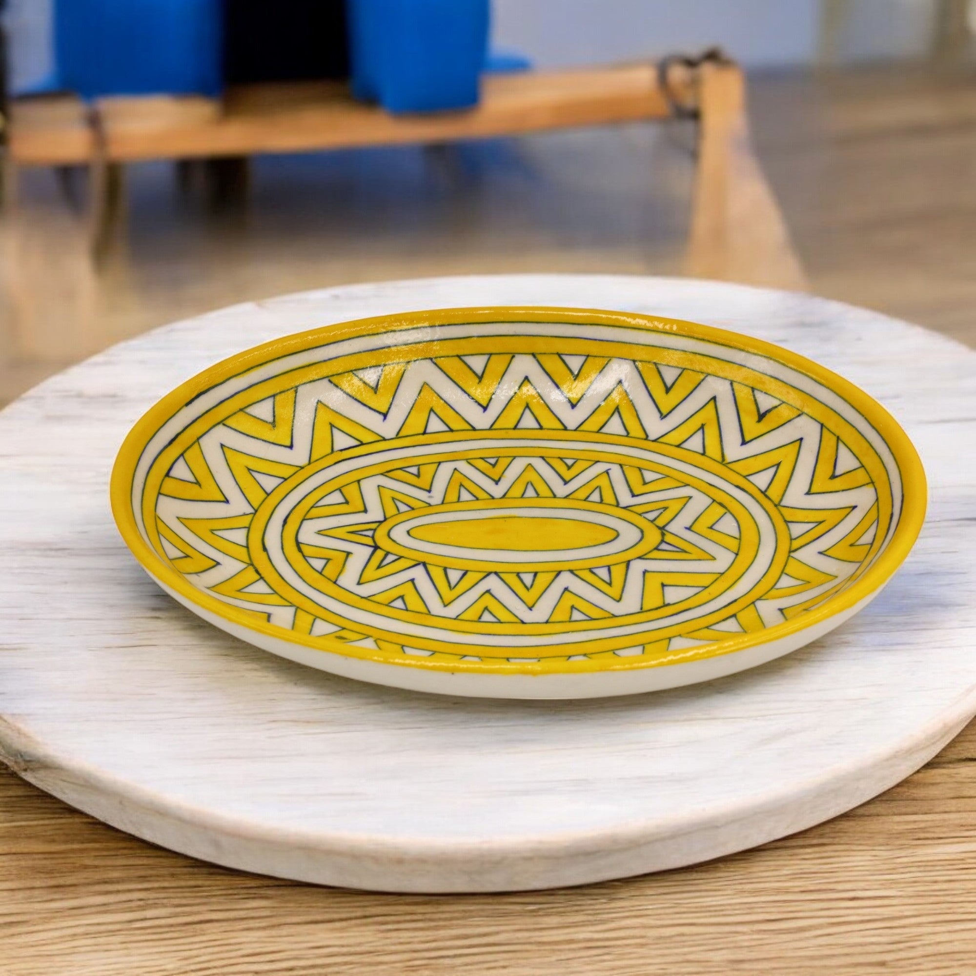 Blue Pottery Oval Plate